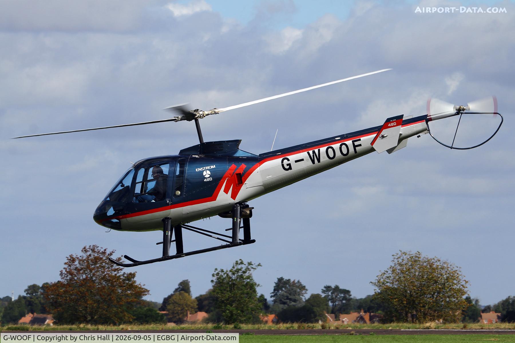 Aircraft G-WOOF, 1998 Enstrom 480, c/n 5027, LAA 80th Anniversary Rally, at EGBG, photo by Chris Hall