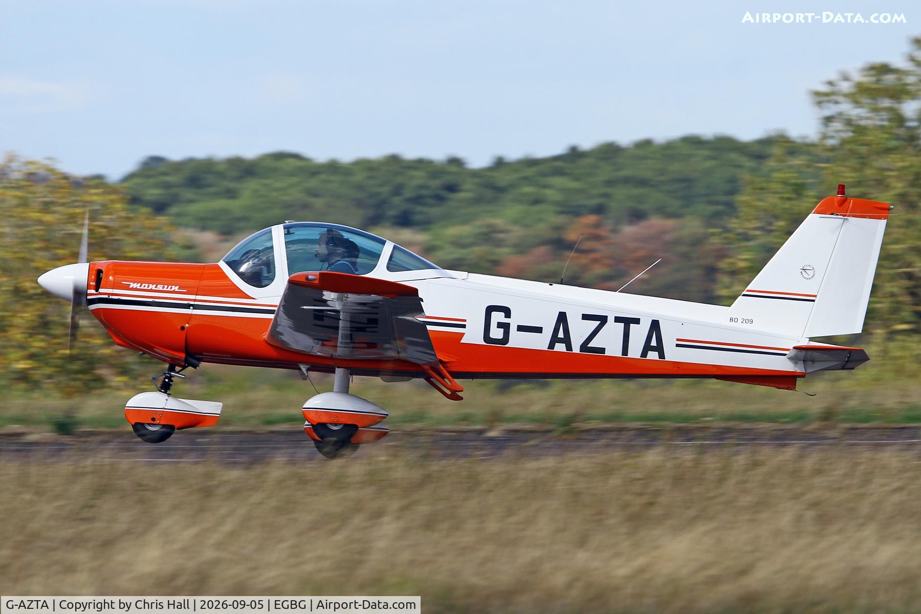 Aircraft G-AZTA, 1972 Bolkow Bo-209 Monsun, c/n 190, LAA 80th Anniversary Rally, at EGBG, photo by Chris Hall
