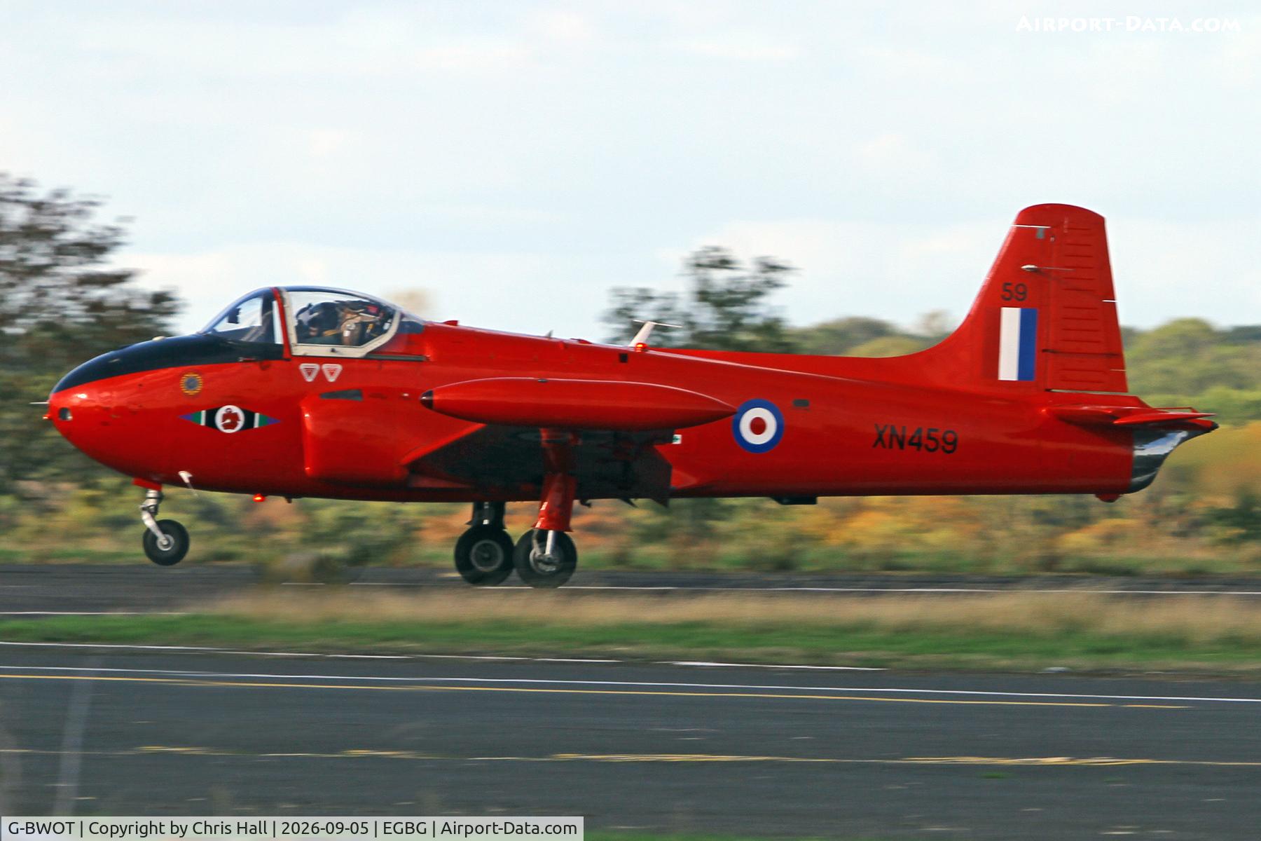 Aircraft G-BWOT, 1961 Hunting P-84 Jet Provost T.3A, c/n PAC/W/10138, LAA 80th Anniversary Rally, at EGBG, photo by Chris Hall