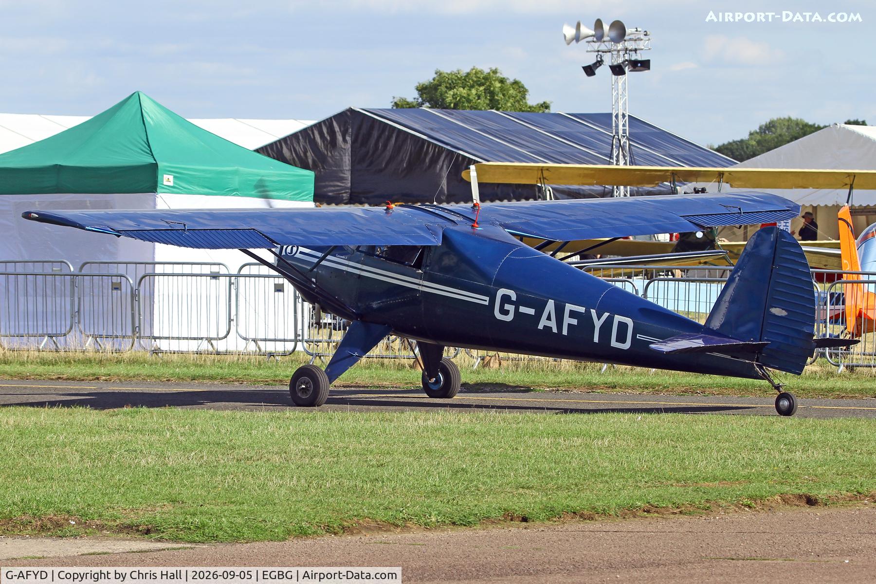 Aircraft G-AFYD, 1939 Luscombe 8E Silvaire Silvaire, c/n 1044, LAA 80th Anniversary Rally, at EGBG, photo by Chris Hall