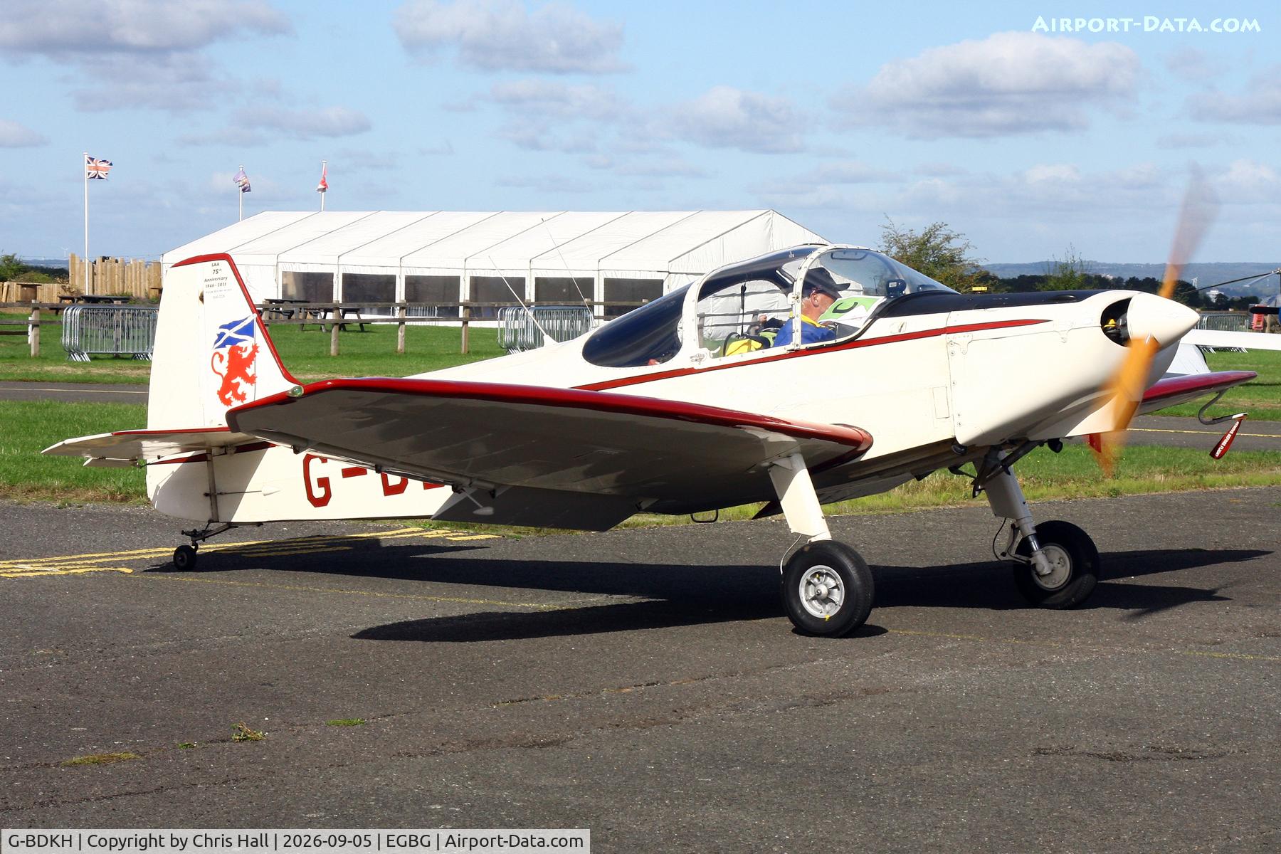Aircraft G-BDKH, 1958 Piel CP-301A Emeraude, c/n 241, LAA 80th Anniversary Rally, at EGBG, photo by Chris Hall