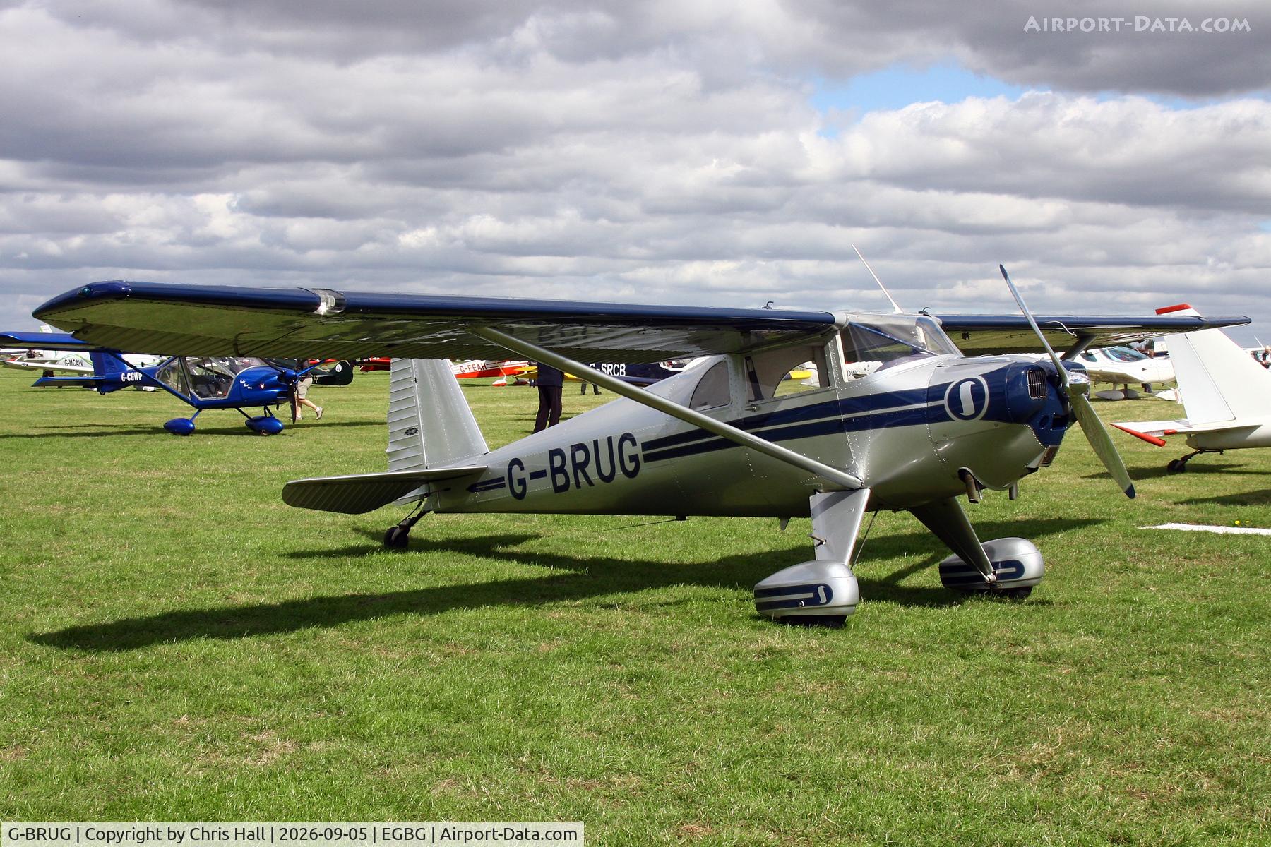 Aircraft G-BRUG, 1946 Luscombe 8E Silvaire, c/n 4462, LAA 80th Anniversary Rally, at EGBG, photo by Chris Hall