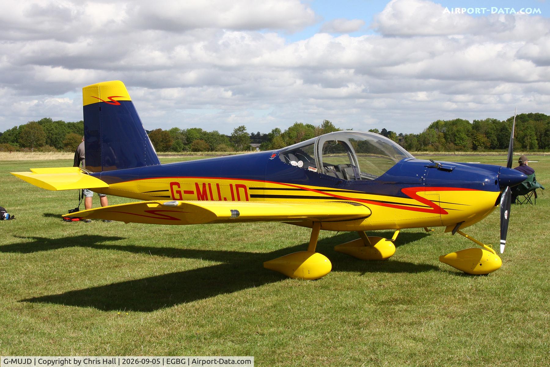 Aircraft G-MUJD, 2013 Vans RV-12, c/n LAA 363-15145, LAA 80th Anniversary Rally, at EGBG, photo by Chris Hall