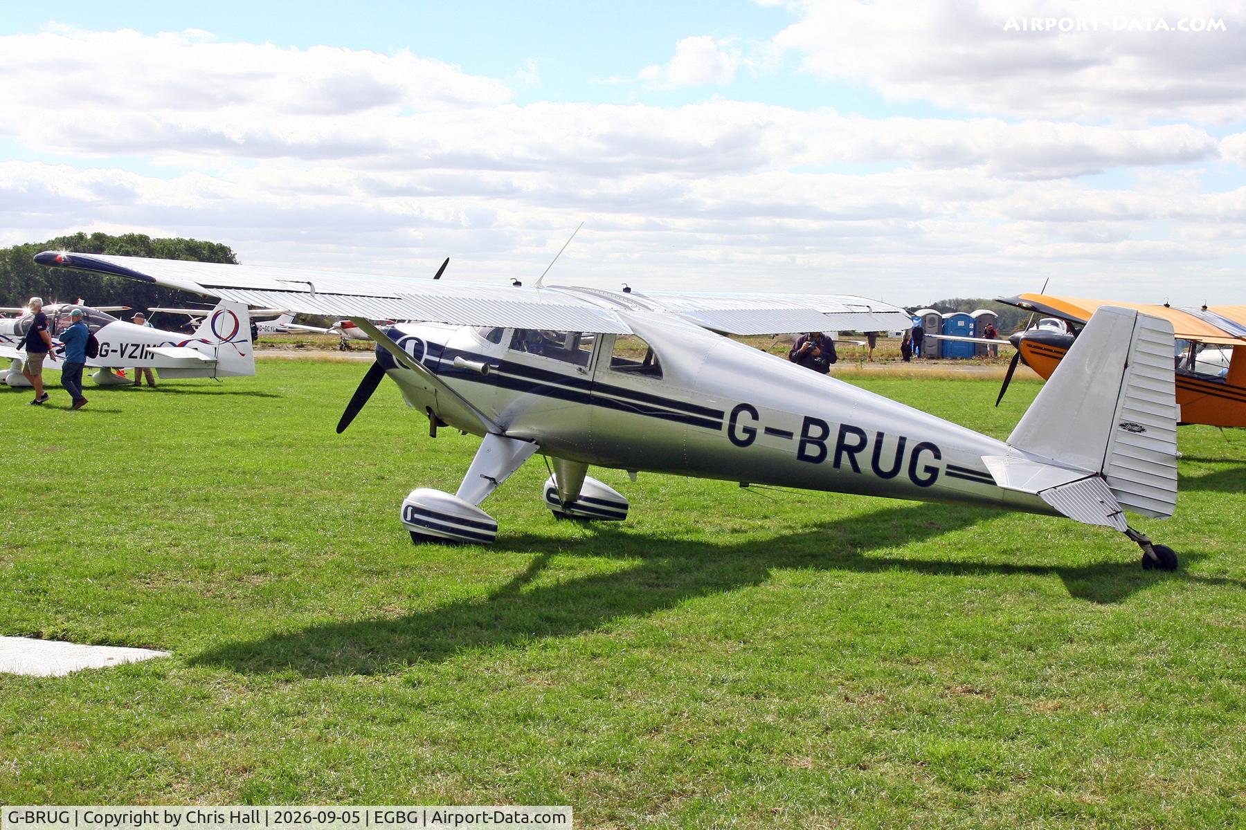 Aircraft G-BRUG, 1946 Luscombe 8E Silvaire, c/n 4462, LAA 80th Anniversary Rally, at EGBG, photo by Chris Hall