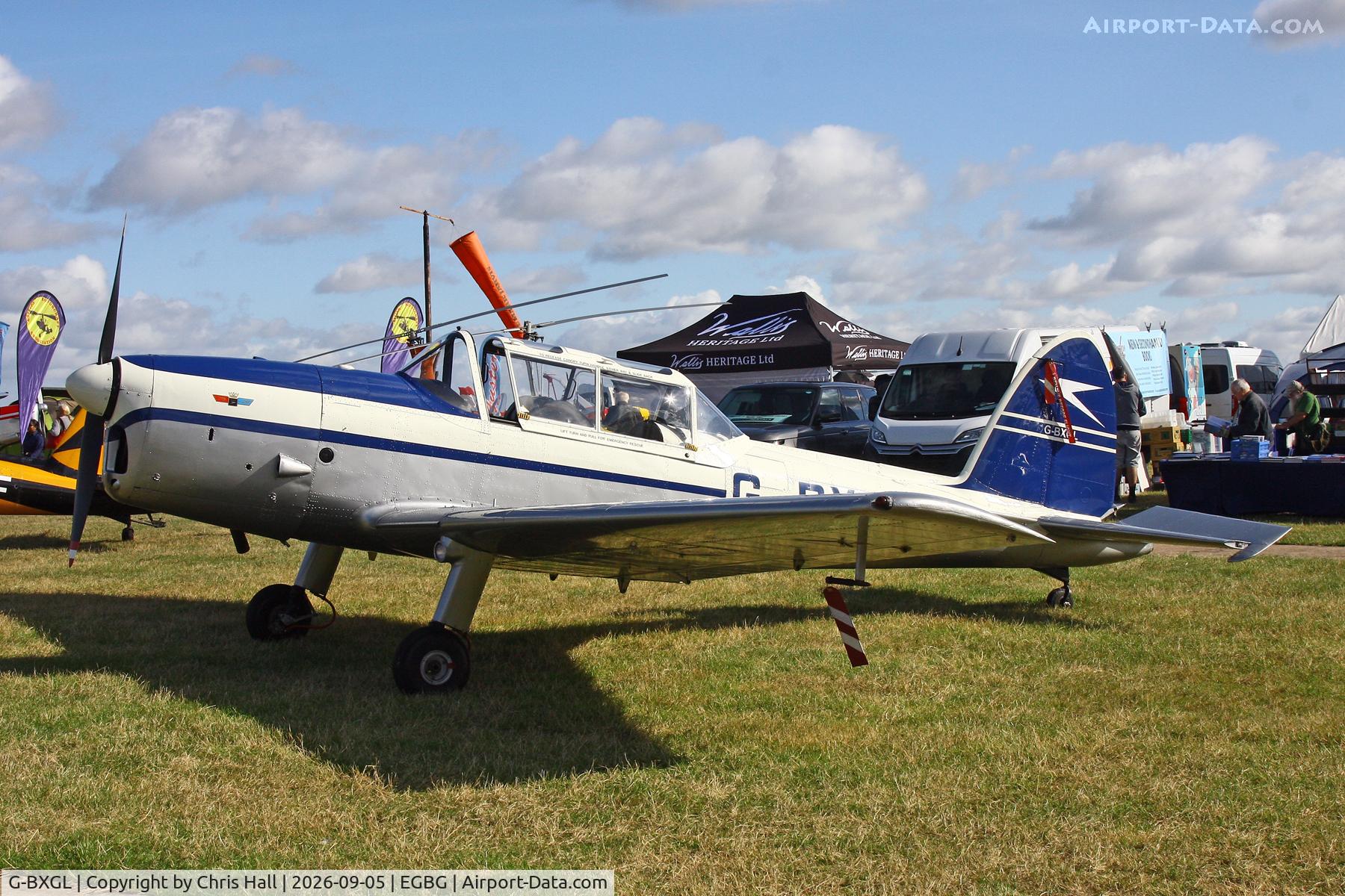 Aircraft G-BXGL, 1953 De Havilland DHC-1 Chipmunk T.10, c/n C1/0924, LAA 80th Anniversary Rally, at EGBG, photo by Chris Hall