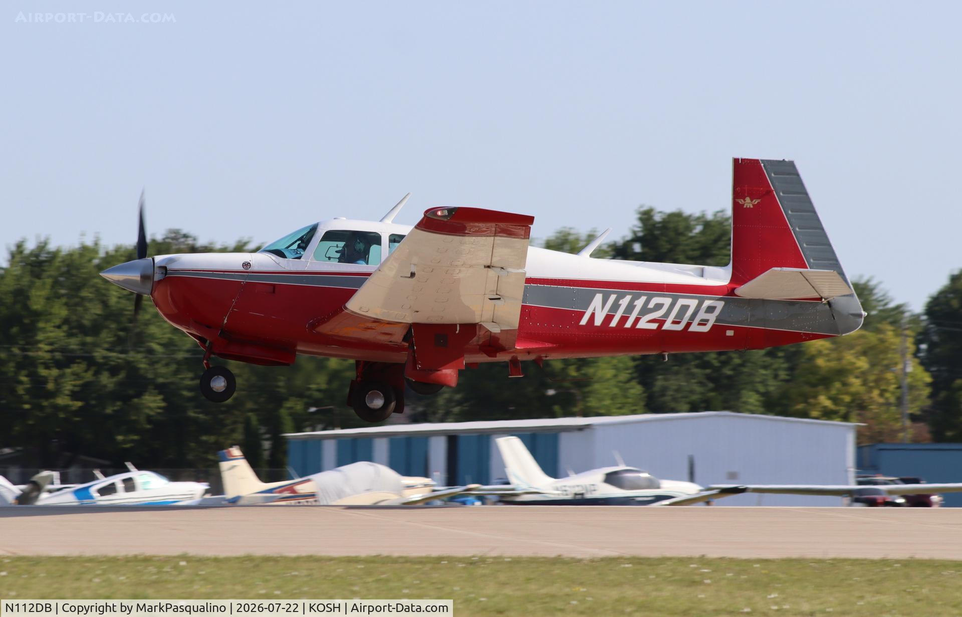 Aircraft N112DB, 1981 Mooney M20J 201, c/n 24-1232, Mooney M20J, at KOSH, photo by MarkPasqualino