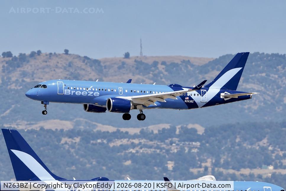 Aircraft N263BZ, 2026 Airbus Canada LP BD-500-1A11, c/n 55408, SFO 2026, at KSFO, photo by ClaytonEddy