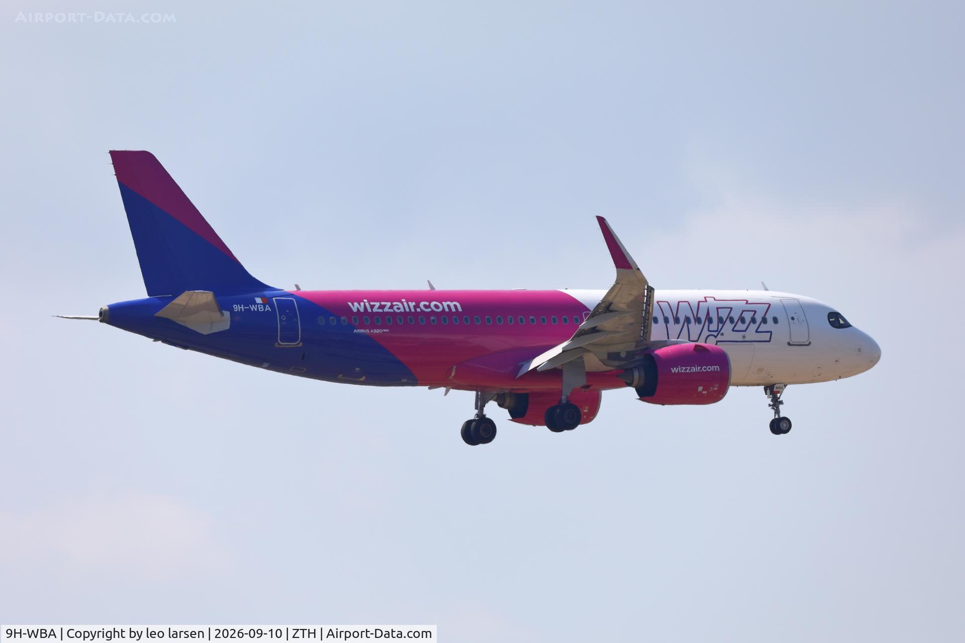 Aircraft 9H-WBA, 2020 Airbus A320-271N, c/n 10129, Zakynthos 10.9.2026, at ZTH, photo by leo larsen
