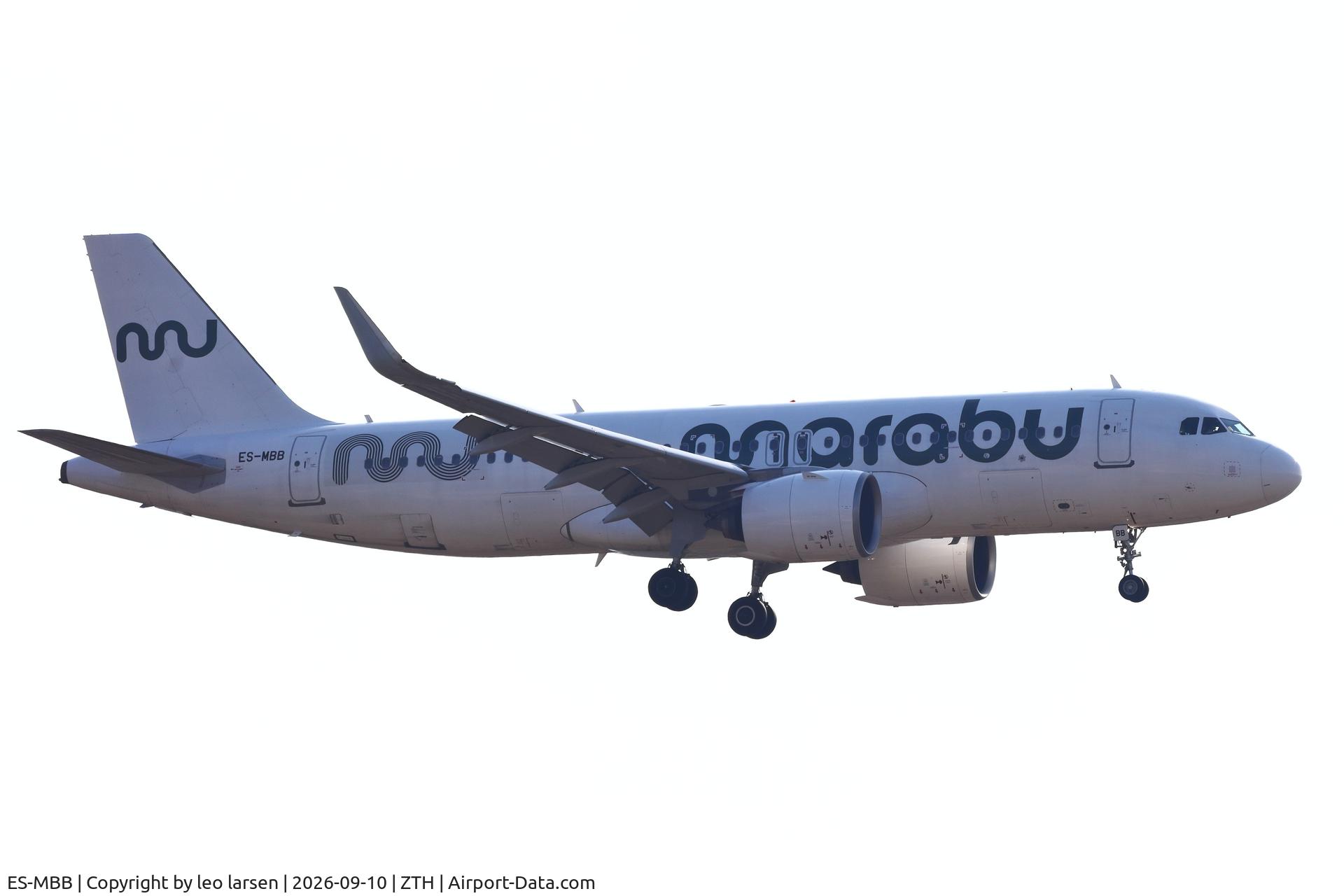 Aircraft ES-MBB, 2015 Airbus A320-271N, c/n 6914, Zakynthos 10.9.2026, at ZTH, photo by leo larsen