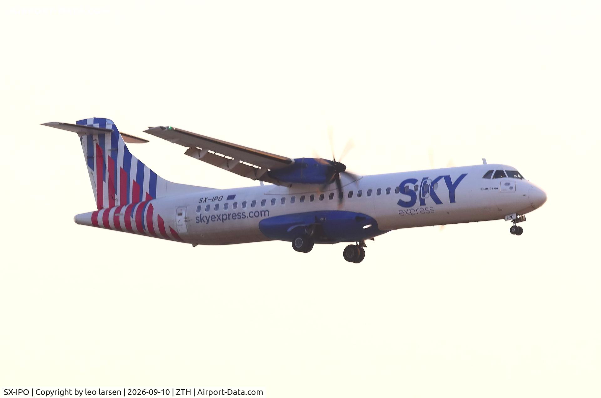 Aircraft SX-IPO, 2023 ATR 72-600, c/n 1676, Zakynthos 10.9.2026, at ZTH, photo by leo larsen