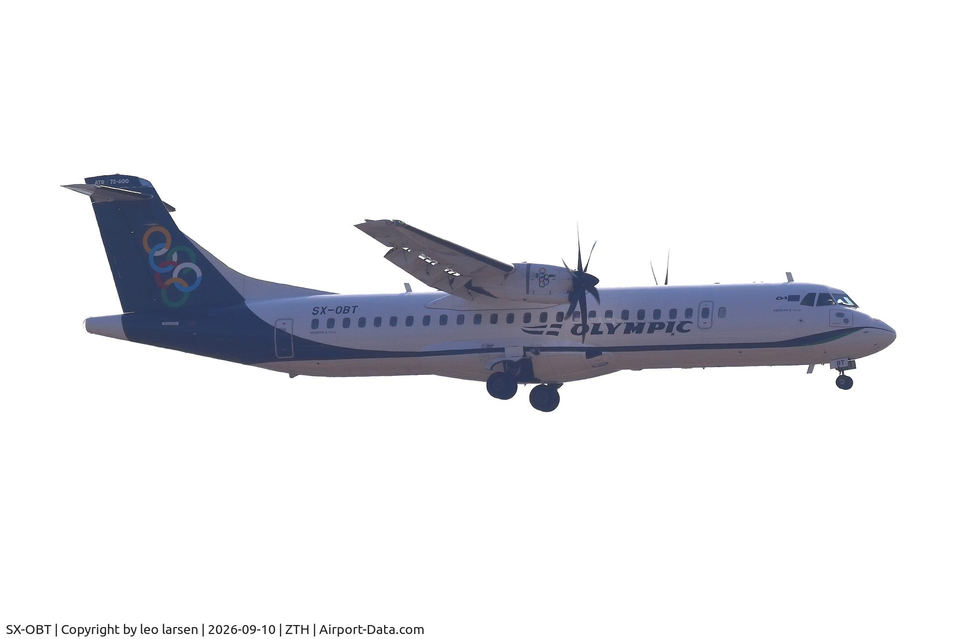 Aircraft SX-OBT, 2024 ATR 72-600, c/n 1699, Zakynthos 10.9.2026, at ZTH, photo by leo larsen