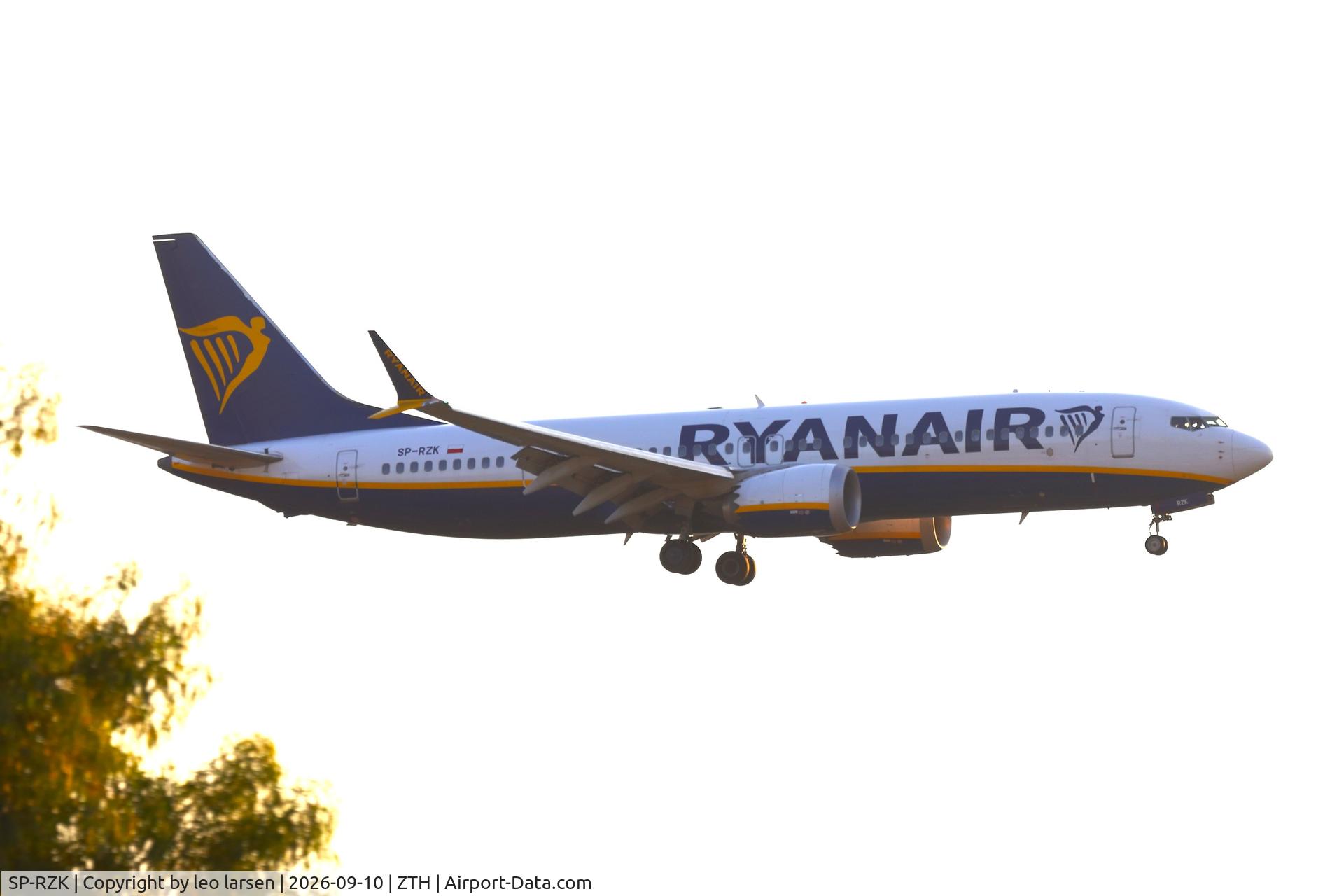 Aircraft SP-RZK, 2021 Boeing 737-8-200 MAX, c/n 62304, Zakynthos 10.9.2026, at ZTH, photo by leo larsen