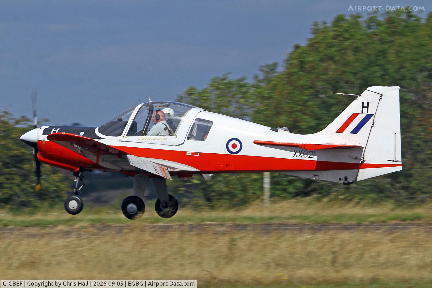 Aircraft G-CBEF, 1974 Scottish Aviation Bulldog T.1, c/n BH120/286, LAA 80th Anniversary Rally, at EGBG, photo by Chris Hall