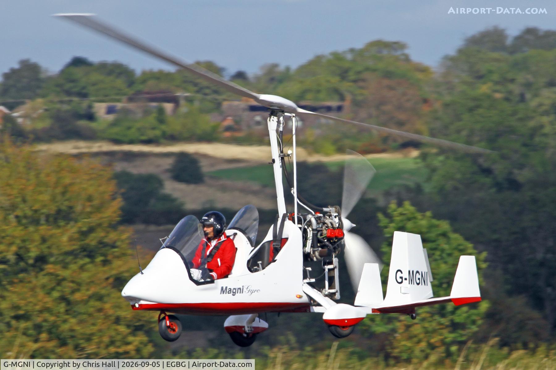 Aircraft G-MGNI, 2017 Magni Gyro M-16C Tandem Trainer, c/n 16-17-0804, LAA 80th Anniversary Rally, at EGBG, photo by Chris Hall