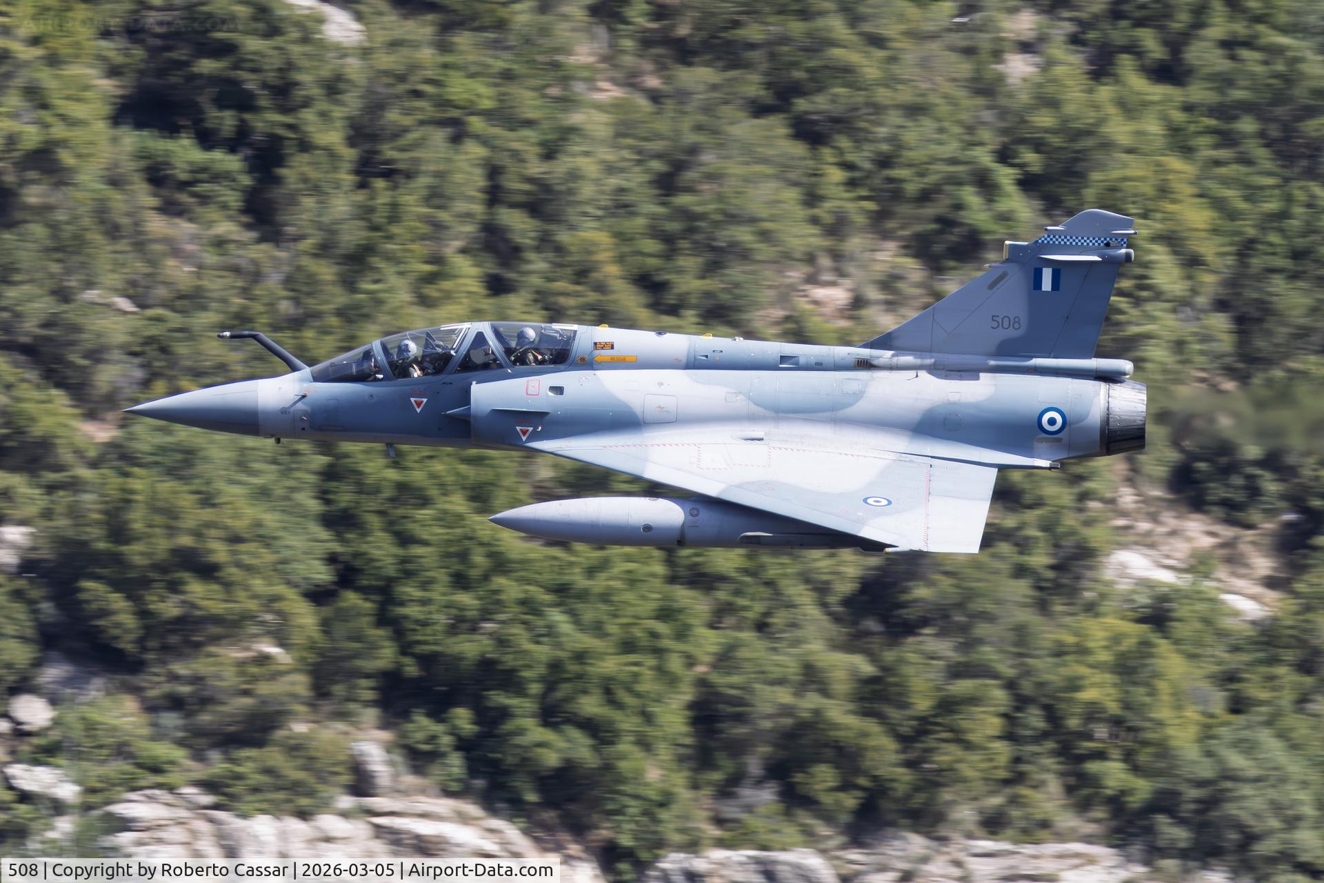 Aircraft 508, Dassault Mirage 2000-5BG, c/n 0000, Iniochos 2026 - Vouraikos Canyon, photo by Roberto Cassar