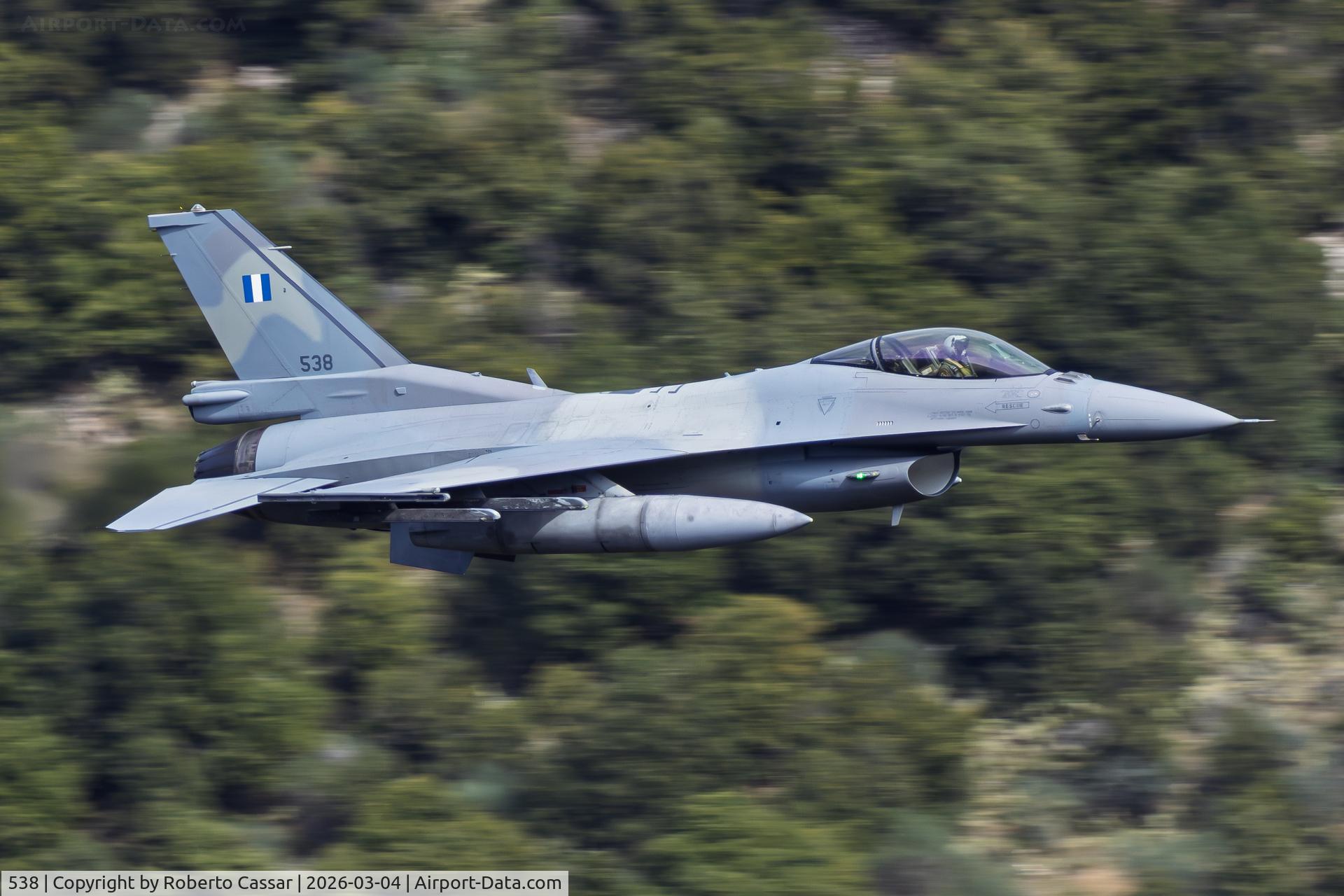 Aircraft 538, Lockheed Martin F-16C Fighting Falcon, c/n XK-39, Iniochos 2026 - Vouraikos Canyon, photo by Roberto Cassar