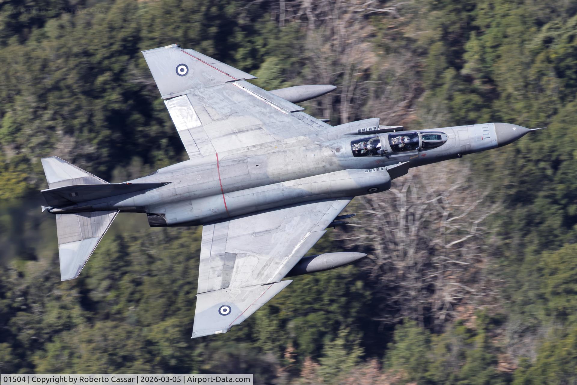 Aircraft 01504, 1974 McDonnell Douglas F-4E AUP Phantom II, c/n 4455, Iniochos 2026 - Vouraikos Canyon, photo by Roberto Cassar