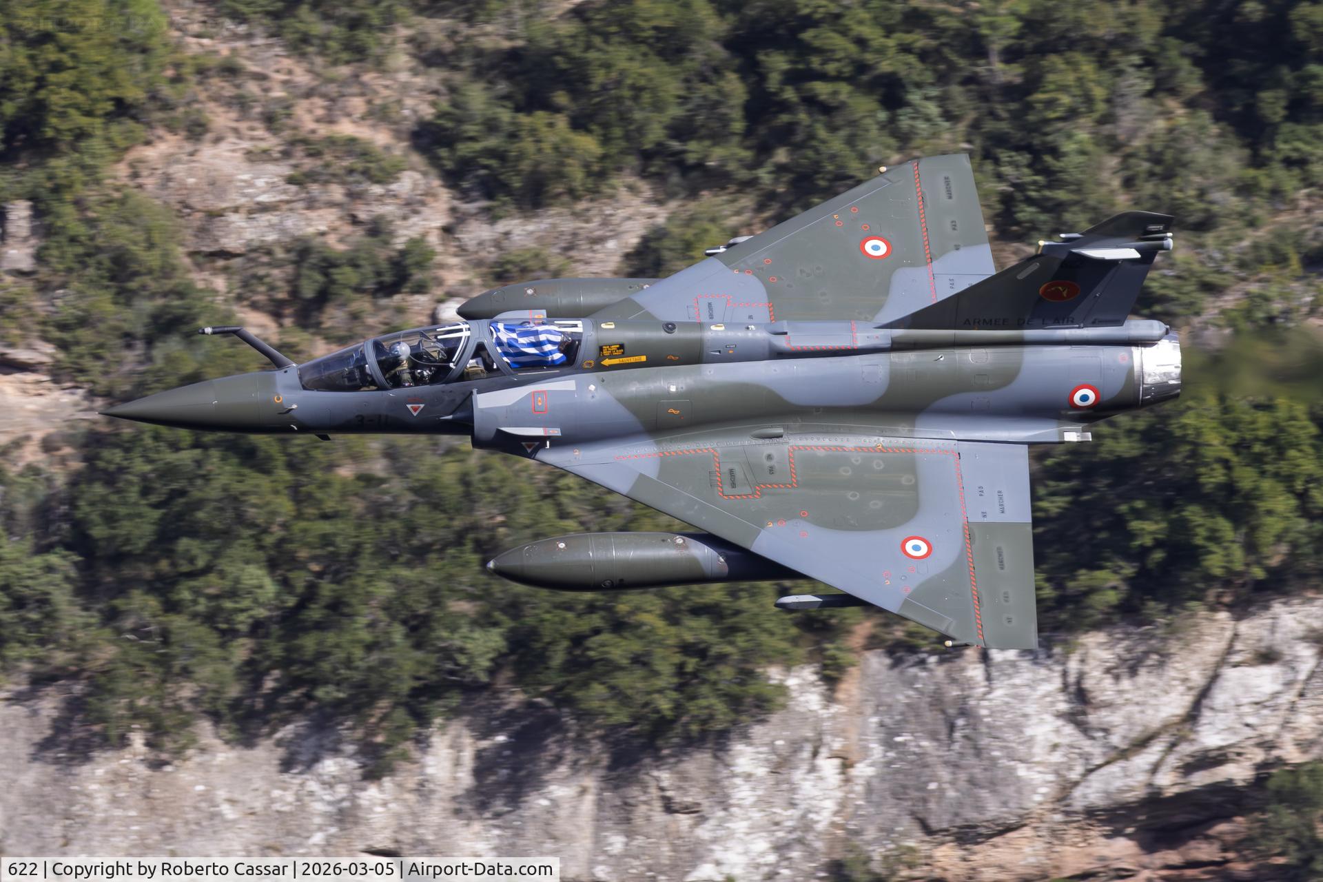 Aircraft 622, Dassault Mirage 2000D, c/n 422, Iniochos 2026 - Vouraikos Canyon, photo by Roberto Cassar