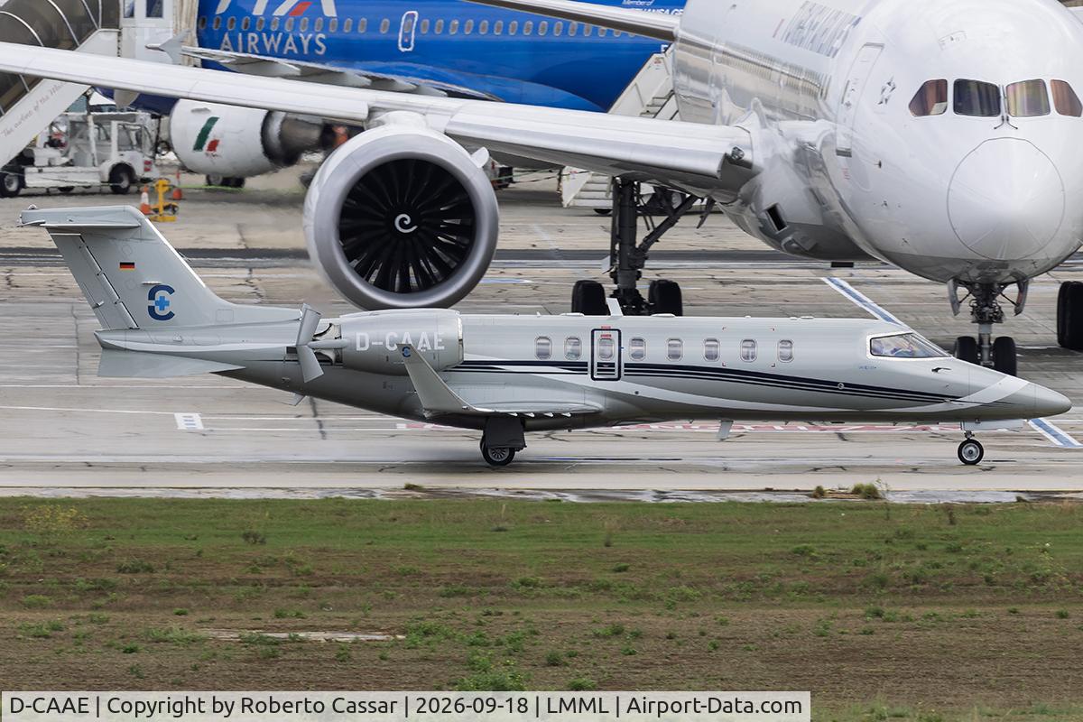 Aircraft D-CAAE, Bombardier Learjet 45XR, c/n 45-372, Park 9, at LMML, photo by Roberto Cassar