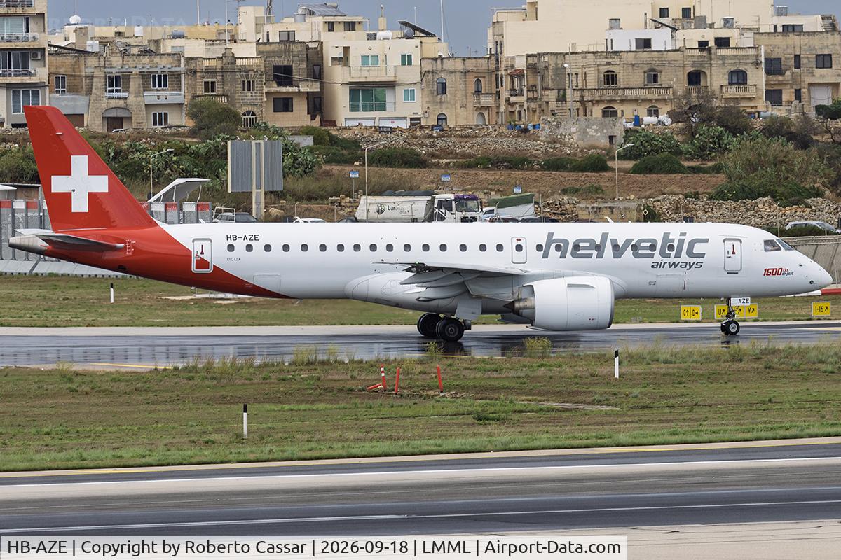 Aircraft HB-AZE, 2020 Embraer 190-E2 (ERJ-190-300), c/n 19020038, Charlie, at LMML, photo by Roberto Cassar