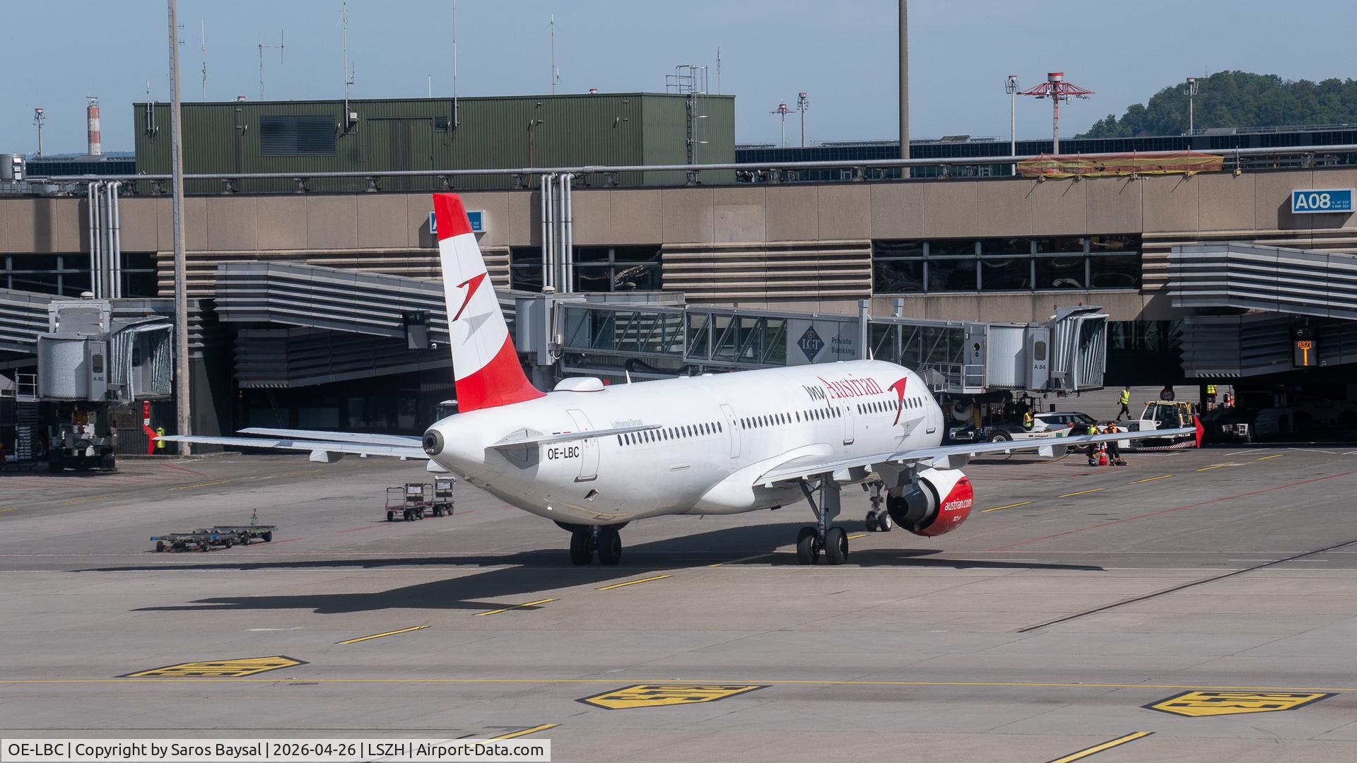 Aircraft OE-LBC, 1996 Airbus A321-111, c/n 581, An Austrian A321-100 in Zurich!, at LSZH, photo by Saros Baysal