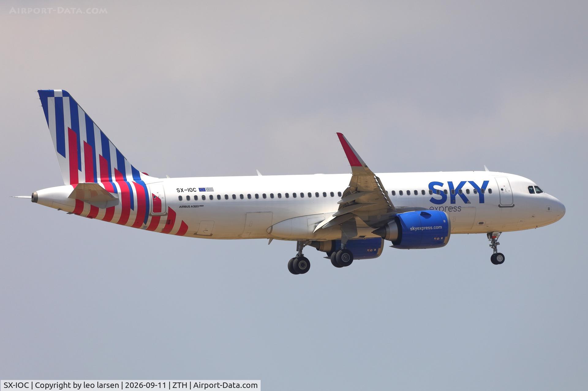 Aircraft SX-IOC, 2025 Airbus A320-251N, c/n 12638, Zakynthos 11.9.2026, at ZTH, photo by leo larsen