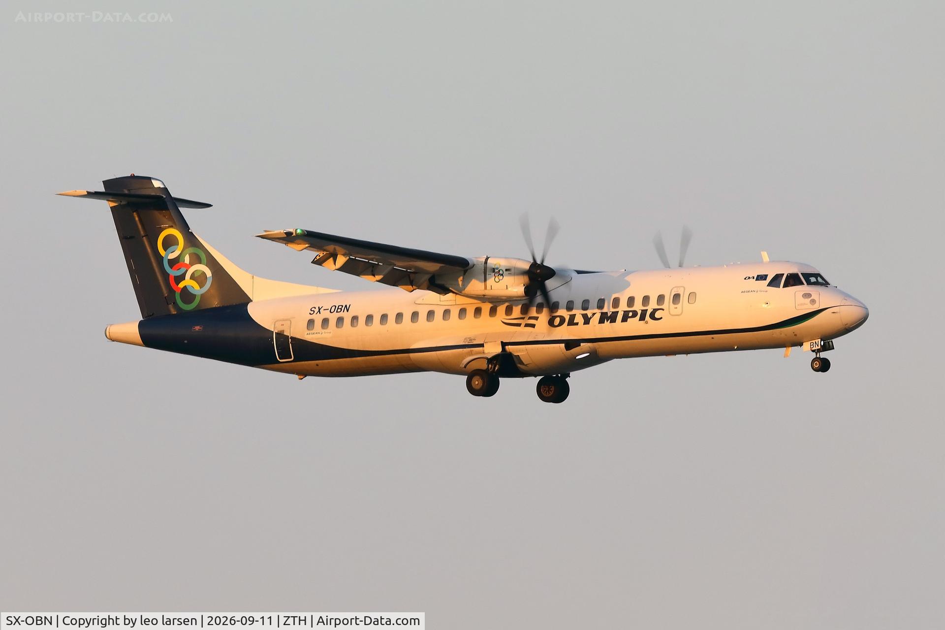 Aircraft SX-OBN, 2013 ATR 72-600, c/n 1073, Zakynthos 11.9.2026, at ZTH, photo by leo larsen