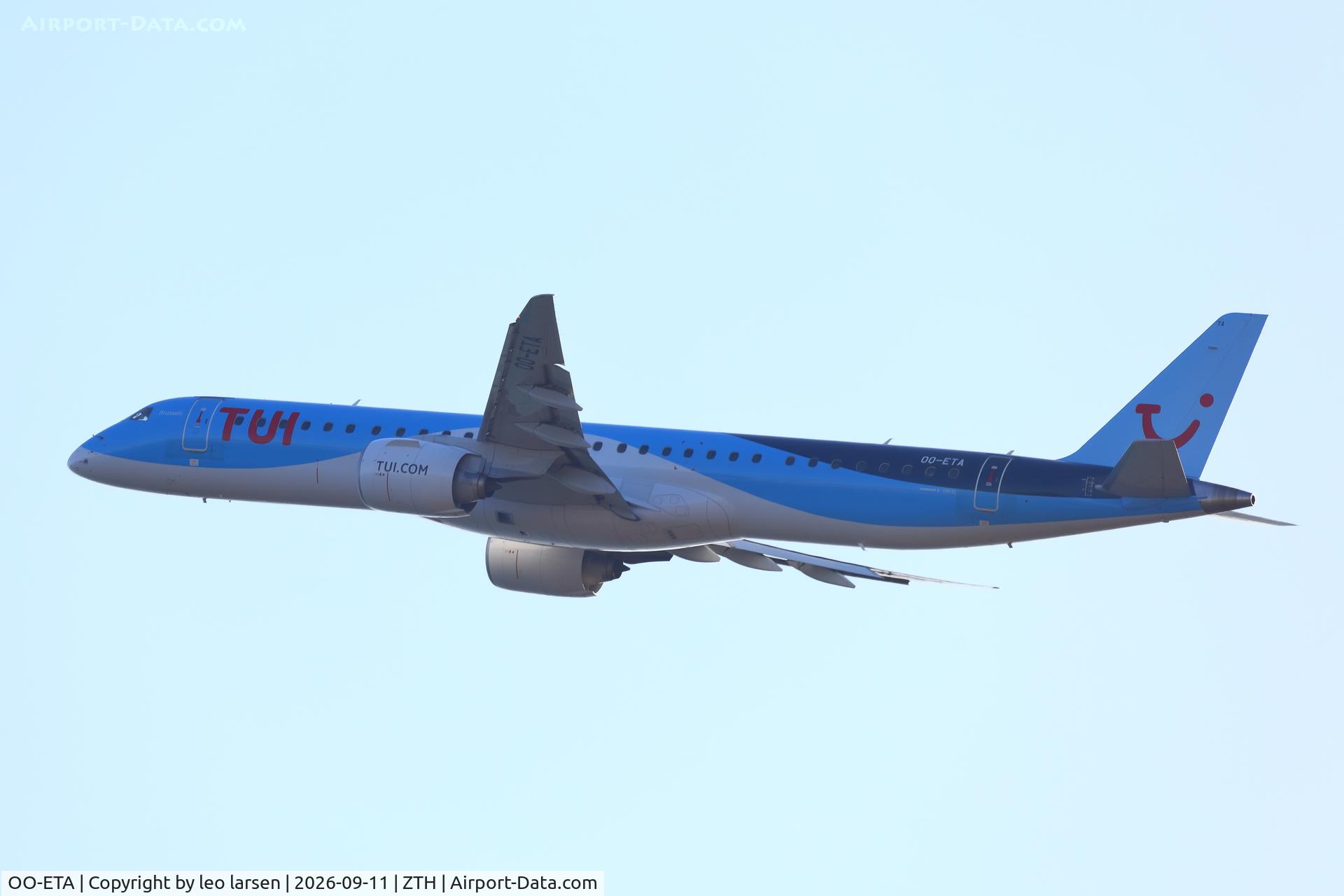 Aircraft OO-ETA, 2020 Embraer E195-E2 (ERJ-190-400STD), c/n 19020042, Zakynthos 11.9.202, at ZTH, photo by leo larsen