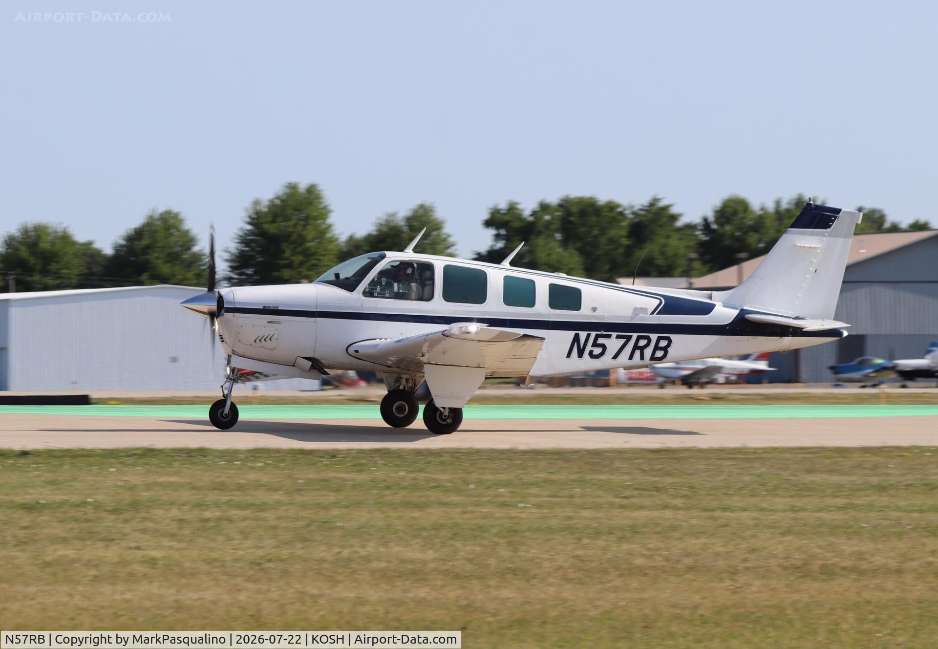 Aircraft N57RB, 1979 Beech A36 Bonanza 36, c/n E-1572, Beech A36, at KOSH, photo by MarkPasqualino