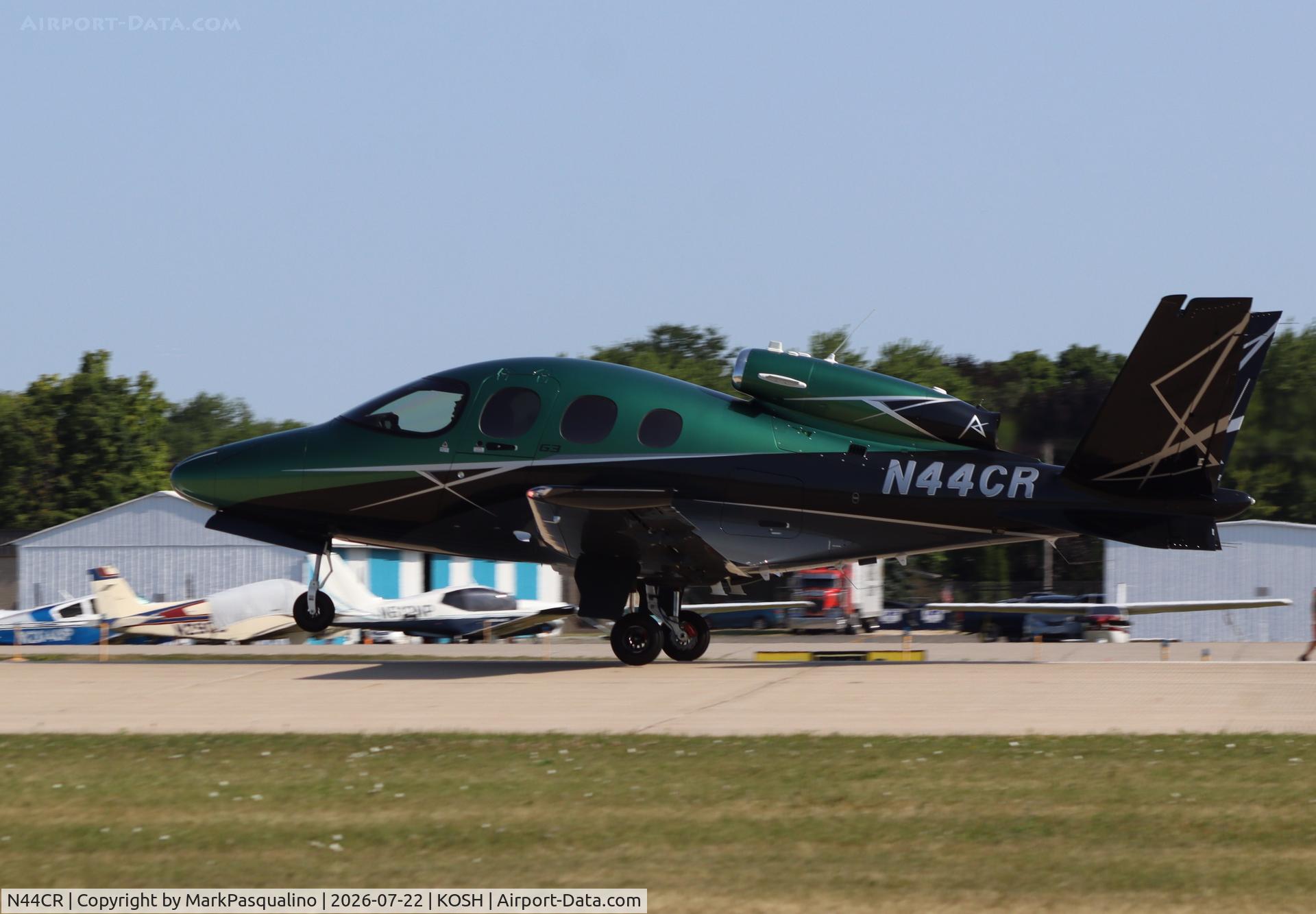 Aircraft N44CR, 2026 Cirrrus Desing Corp SF50 G3, c/n 0784, Cirrus SF50 G3, at KOSH, photo by MarkPasqualino
