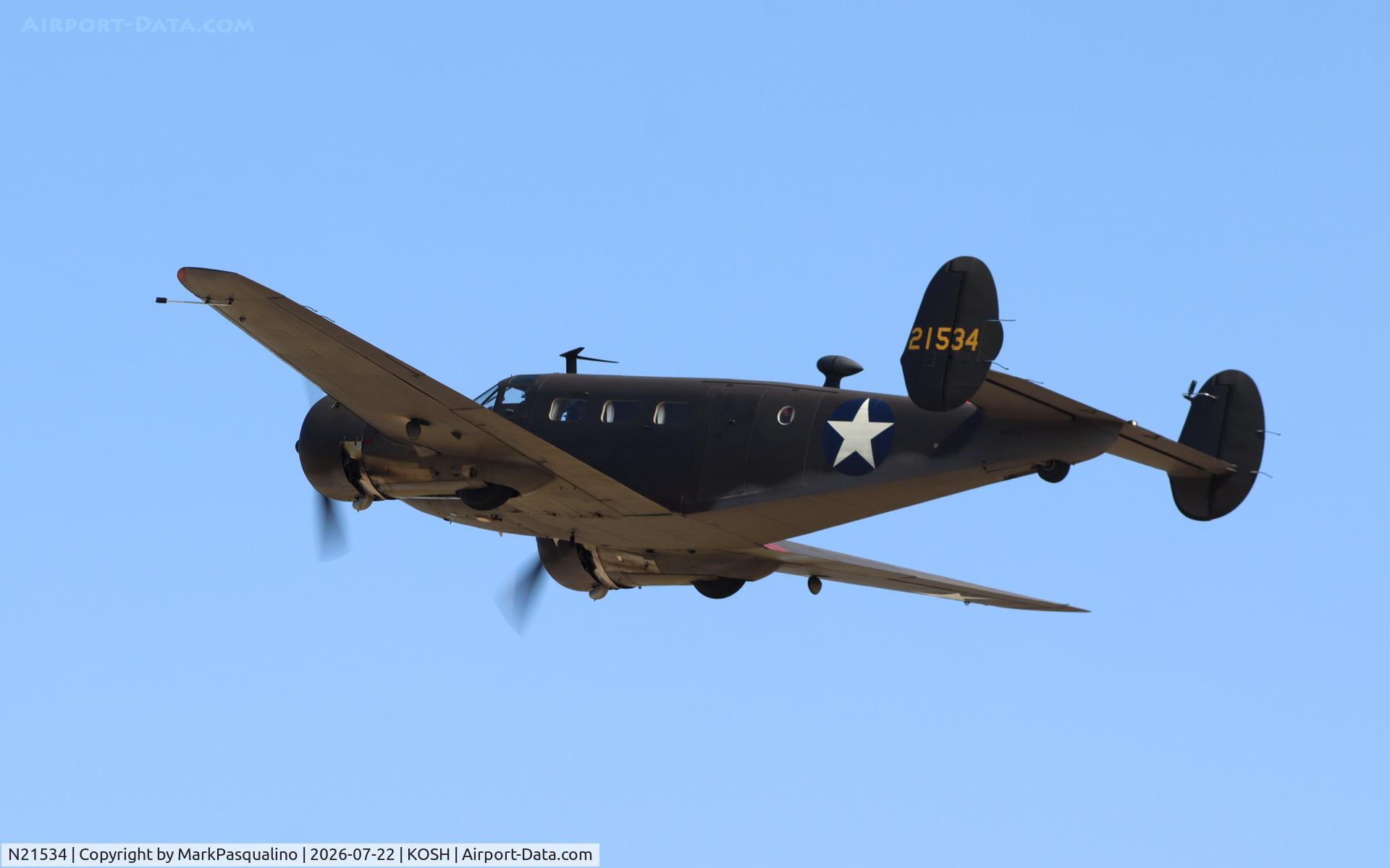 Aircraft N21534, 1945 Beech 3TM, c/n CA-134, Beech 3TM, at KOSH, photo by MarkPasqualino