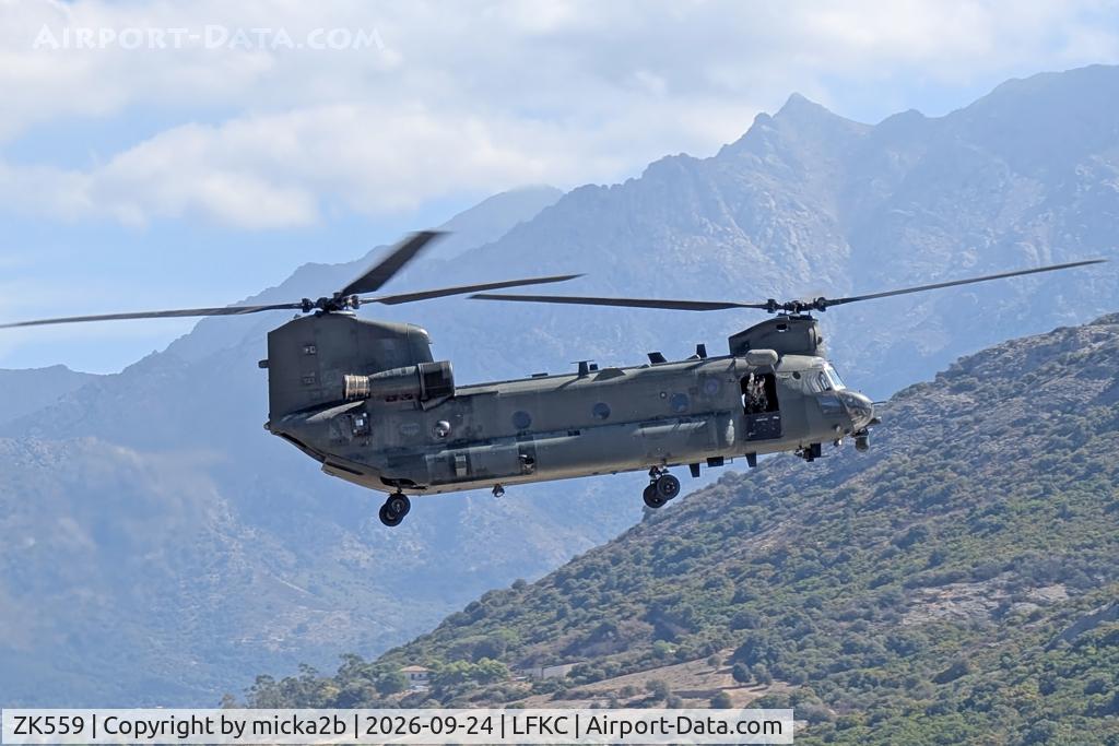 Aircraft ZK559, Boeing Chinook HC.6, c/n M7710, Landing, at LFKC, photo by micka2b