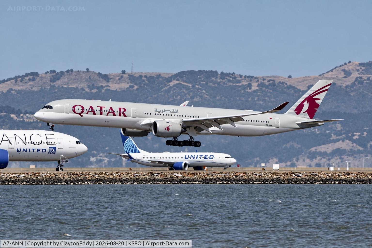 Aircraft A7-ANN, 2019 Airbus A350-1041, c/n 356, SFO 2026, at KSFO, photo by ClaytonEddy