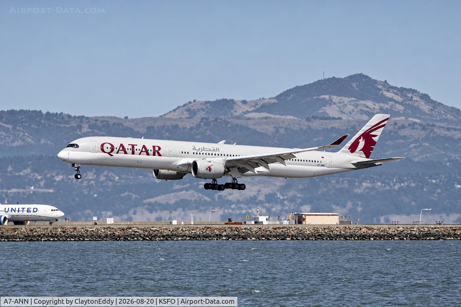 Aircraft A7-ANN, 2019 Airbus A350-1041, c/n 356, SFO 2026, at KSFO, photo by ClaytonEddy