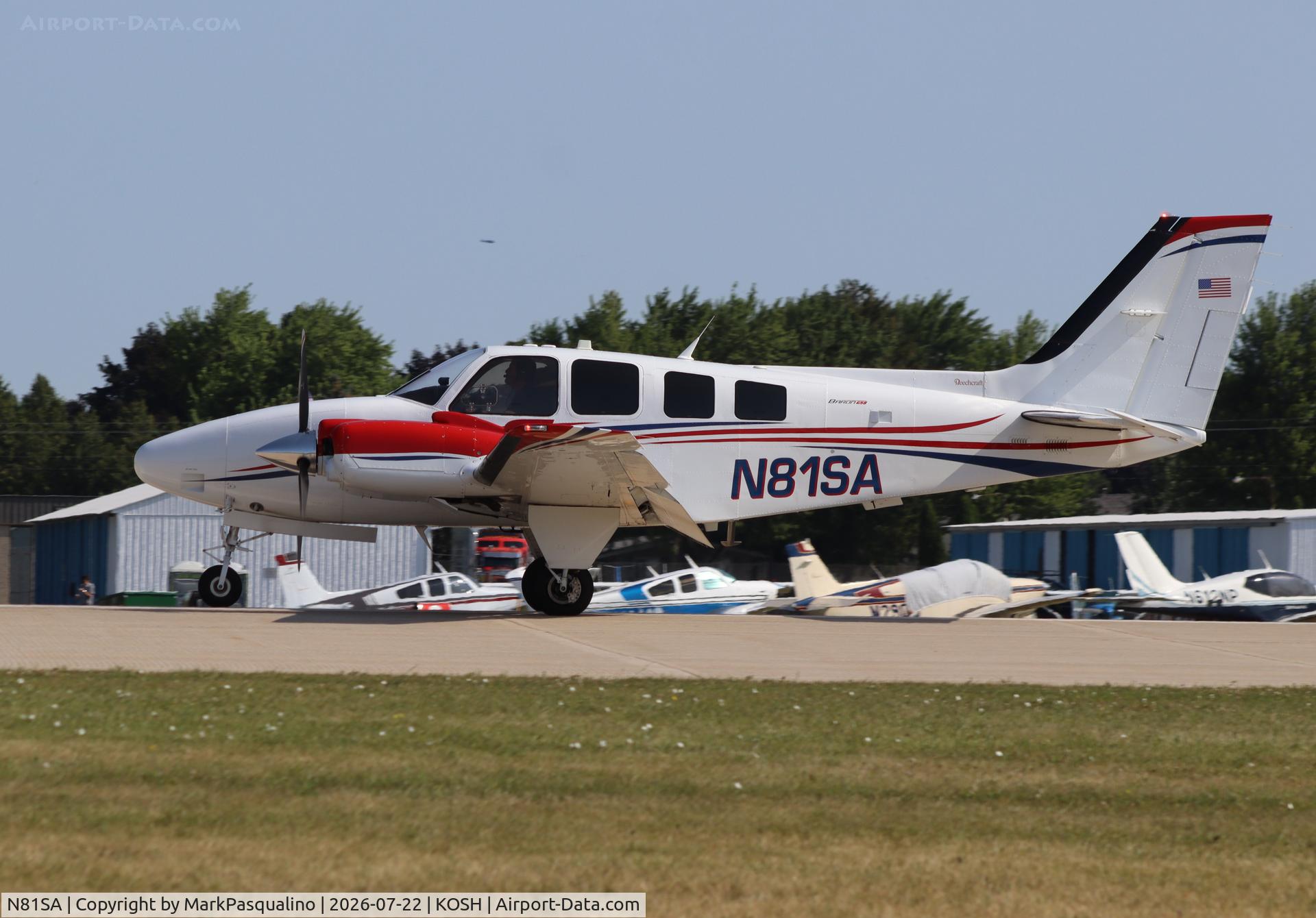 Aircraft N81SA, 2016 Beech G58, c/n TH-2456, Beech G58, at KOSH, photo by MarkPasqualino
