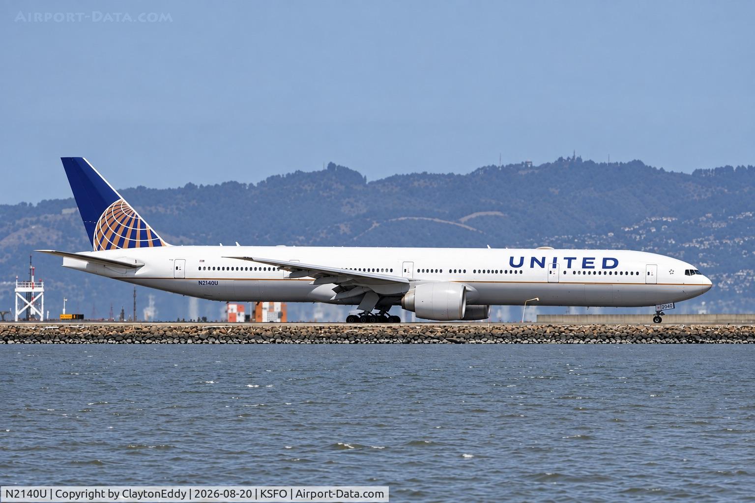Aircraft N2140U, 2017 Boeing 777-300/ER, c/n 62651 l/n 1489, SFO 2026, at KSFO, photo by ClaytonEddy