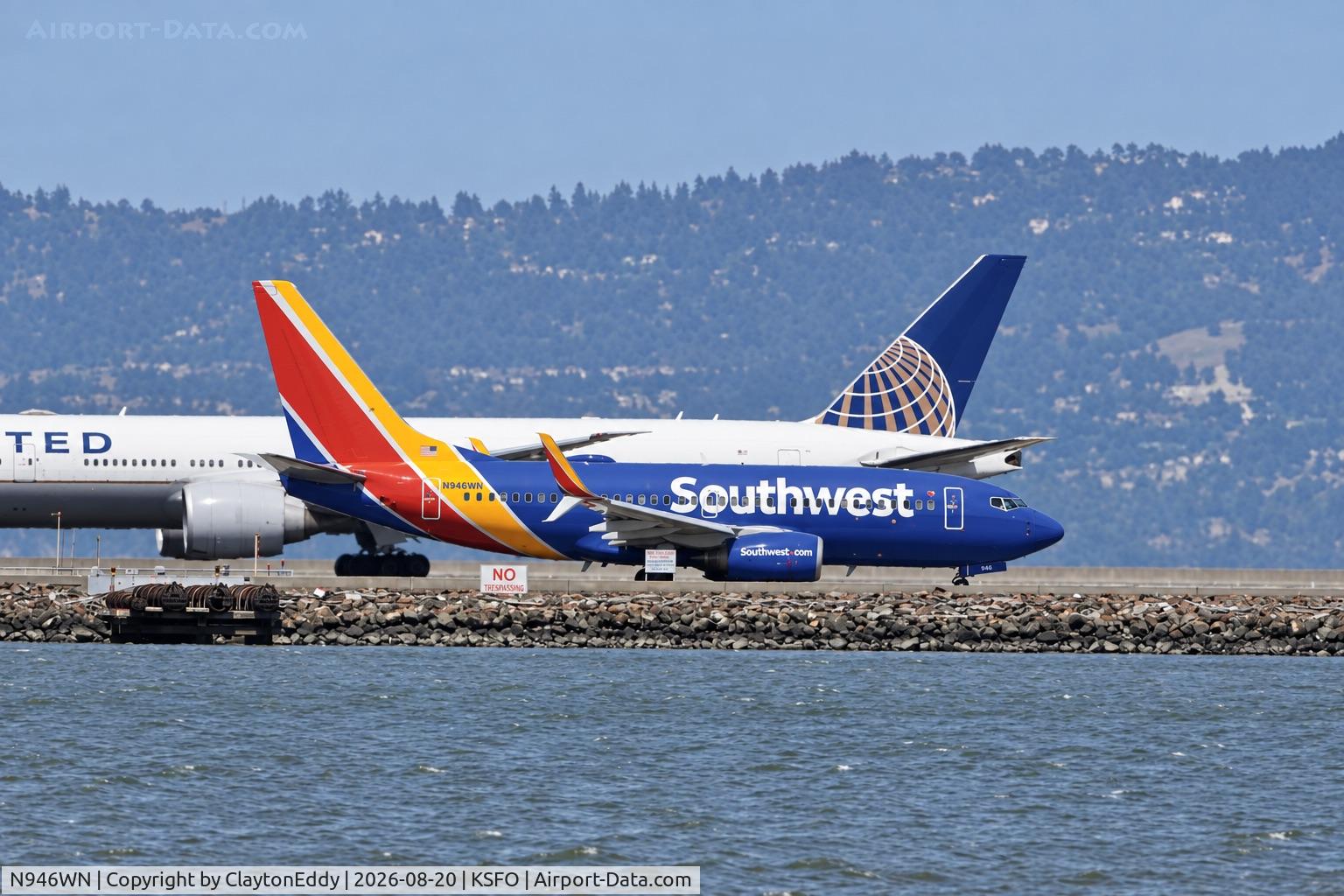 Aircraft N946WN, 2010 Boeing 737-7H4, c/n 36918, SFO 2026, at KSFO, photo by ClaytonEddy