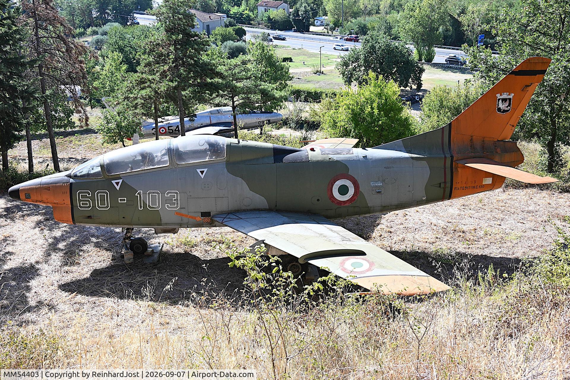 Aircraft MM54403, Fiat G.91T/1, c/n 130, Fiat G.91T-1 jettrainer at the Parco Tematico dell'Aviazione, La Cerbaiola near Rimini, Italy, photo by ReinhardJost