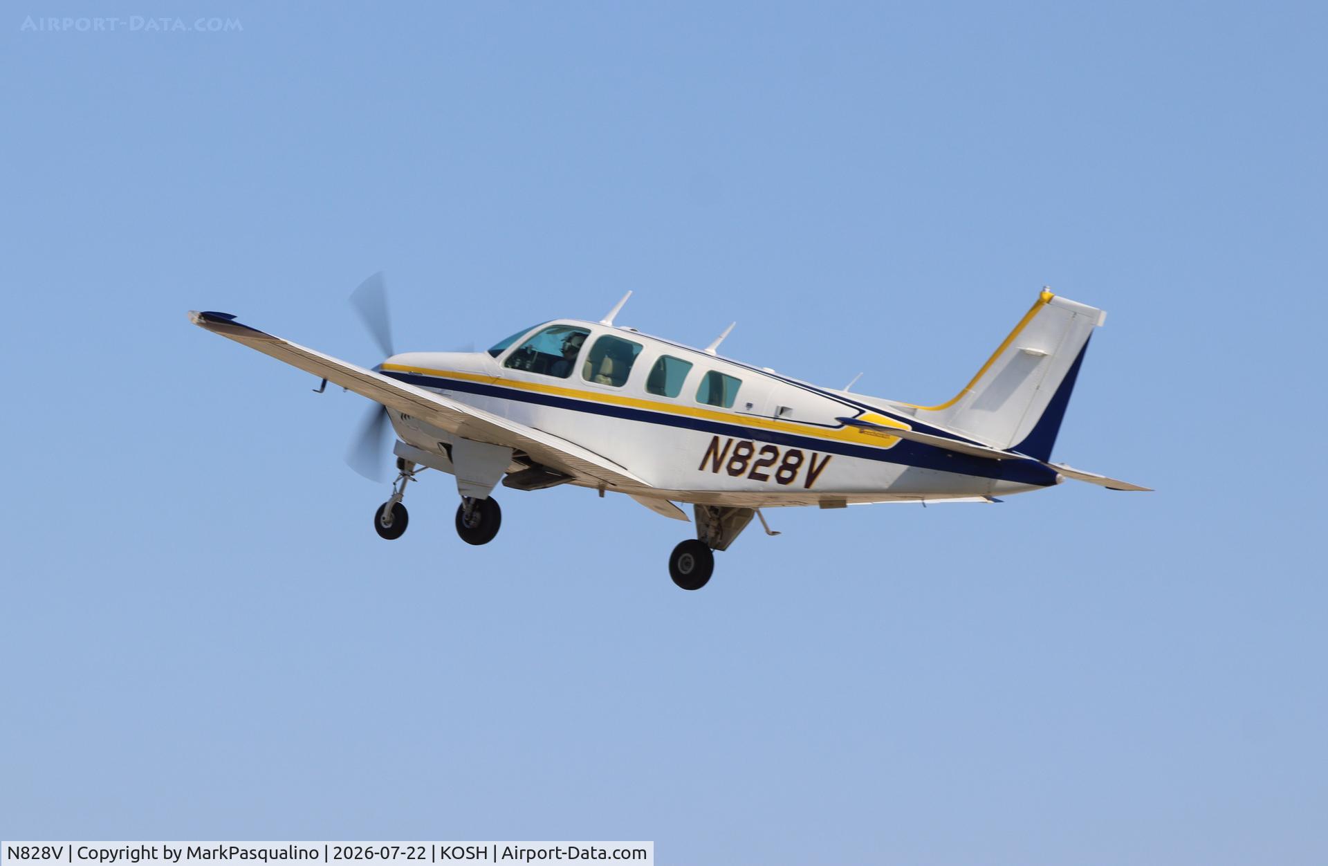Aircraft N828V, 1976 Beech A36 Bonanza 36, c/n E-883, Beech A36, at KOSH, photo by MarkPasqualino