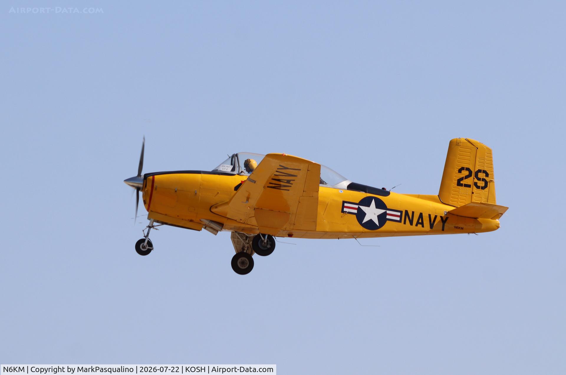 Aircraft N6KM, 1956 Beech T-34B, c/n BG-249, Beech T-34B, at KOSH, photo by MarkPasqualino