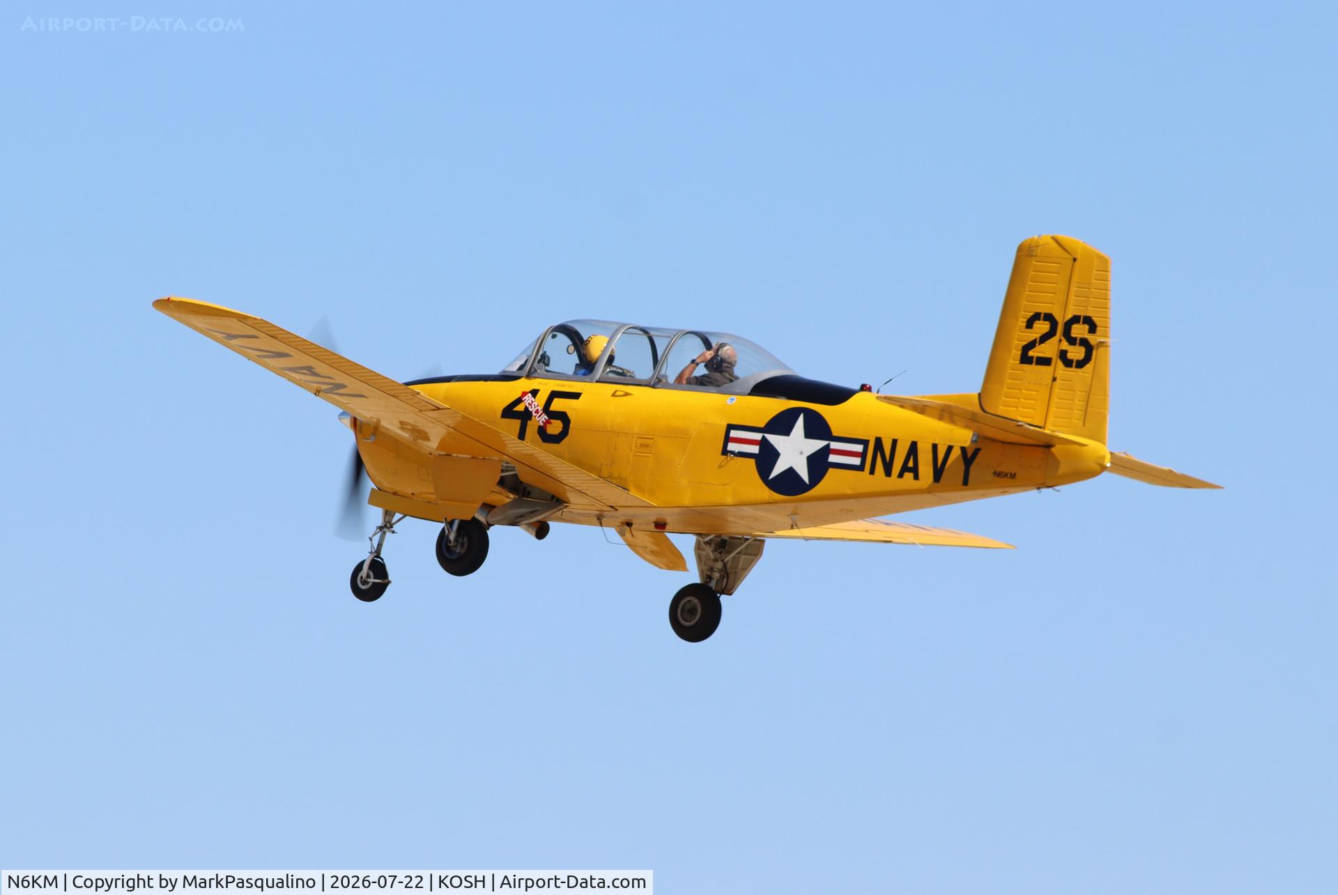 Aircraft N6KM, 1956 Beech T-34B, c/n BG-249, Beech T-34B, at KOSH, photo by MarkPasqualino