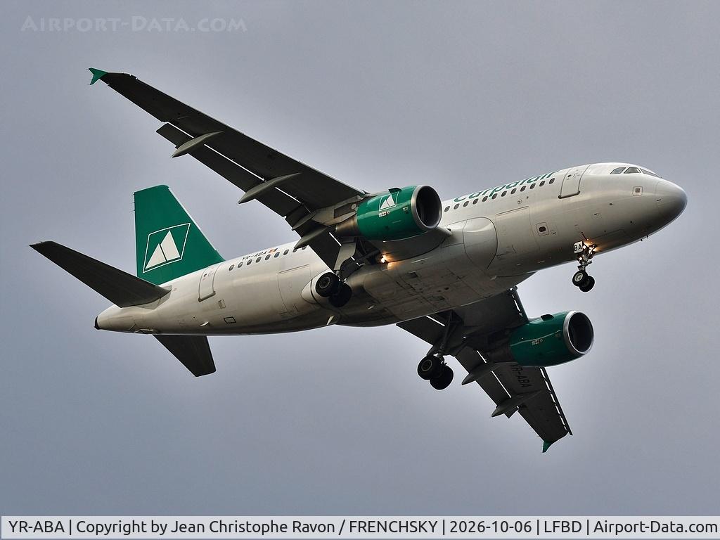 Aircraft YR-ABA, 2007 Airbus A319-111, c/n 3041, charter HC Dynamo Pardubice, Pardubice (PED) Bordeaux (BOD) V3492, at LFBD, photo by Jean Christophe Ravon / FRENCHSKY