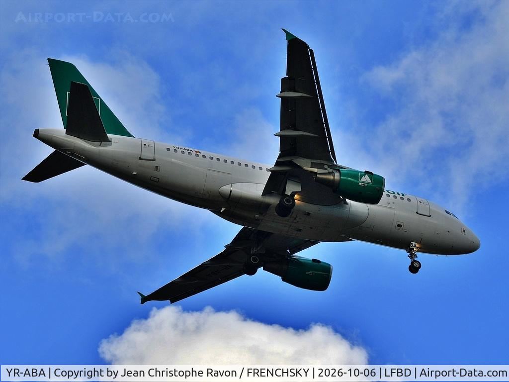 Aircraft YR-ABA, 2007 Airbus A319-111, c/n 3041, charter HC Dynamo Pardubice, Pardubice (PED) Bordeaux (BOD) V3492, at LFBD, photo by Jean Christophe Ravon / FRENCHSKY