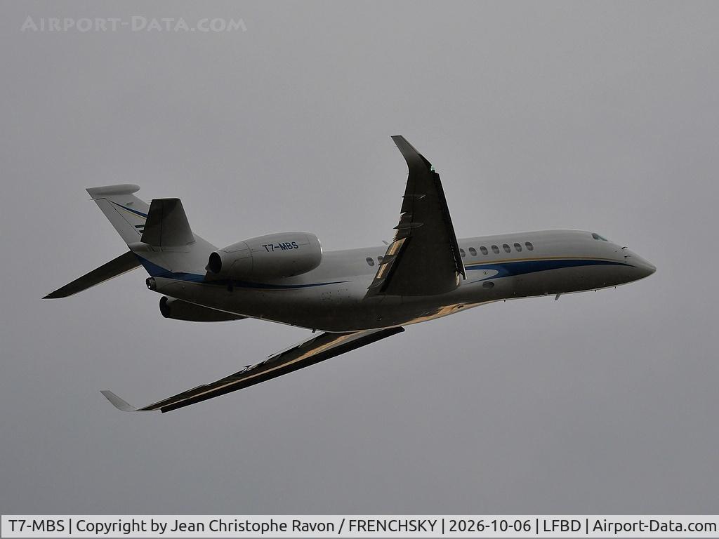 Aircraft T7-MBS, Dassault Aviation Falcon 6X EASy IV, c/n 006 l/n 2023, DC Aviation Al-Futtaim, at LFBD, photo by Jean Christophe Ravon / FRENCHSKY