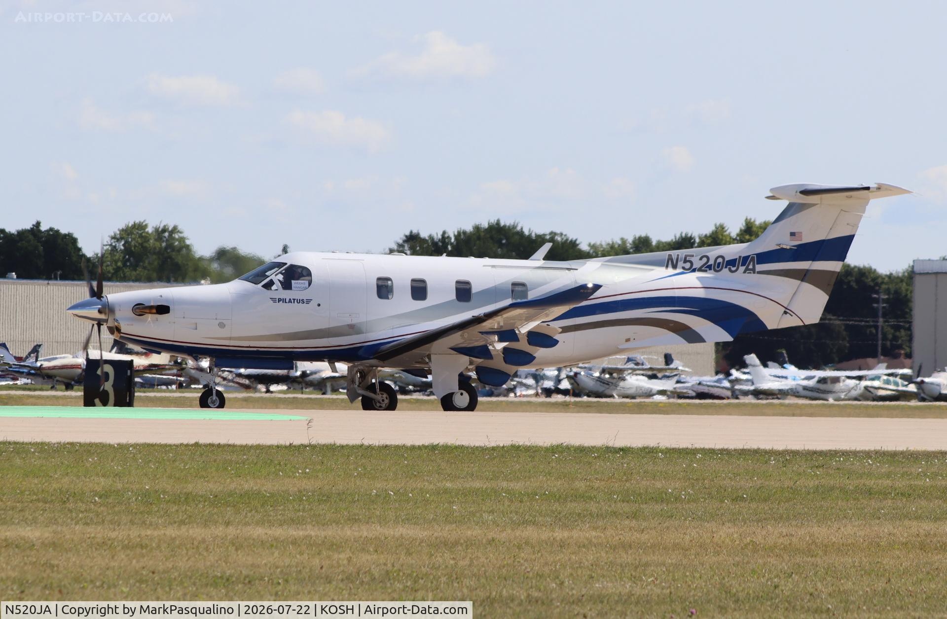 Aircraft N520JA, 2014 Pilatus PC-12/47E, c/n 1481, Pilatus PC-12/47E, at KOSH, photo by MarkPasqualino