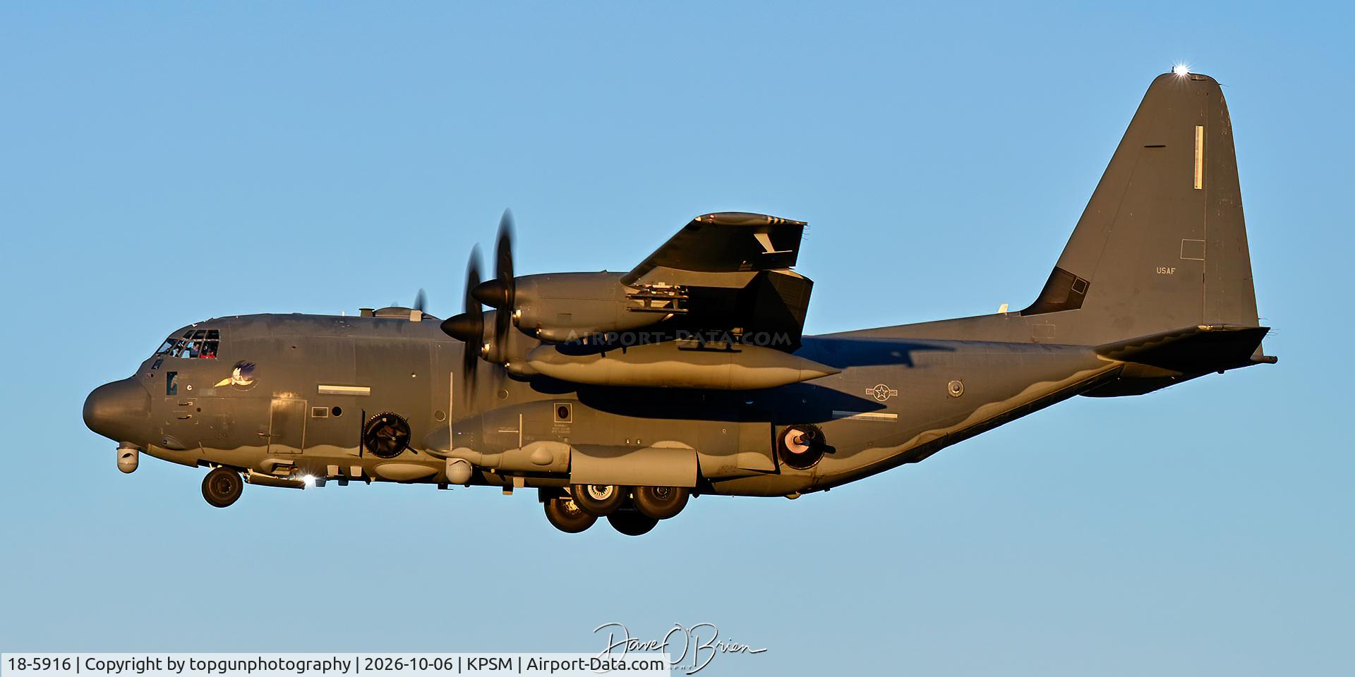 Aircraft 18-5916, 2019 Lockheed Martin AC-130J Ghostrider, c/n 382-5916, 17th SOS Cannon AFB, NM, at KPSM, photo by topgunphotography