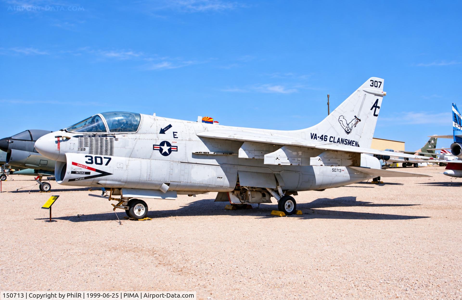 Aircraft 150713, Vought DF-8F Crusader, c/n GF-29, 150713 Vought A-7 Corsair USN Pima, at PIMA, photo by PhilR