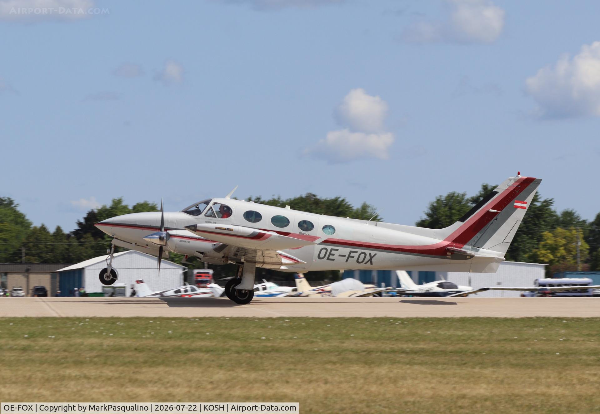 Aircraft OE-FOX, Cessna 340A, c/n 340A0963, Cessna 340A, at KOSH, photo by MarkPasqualino