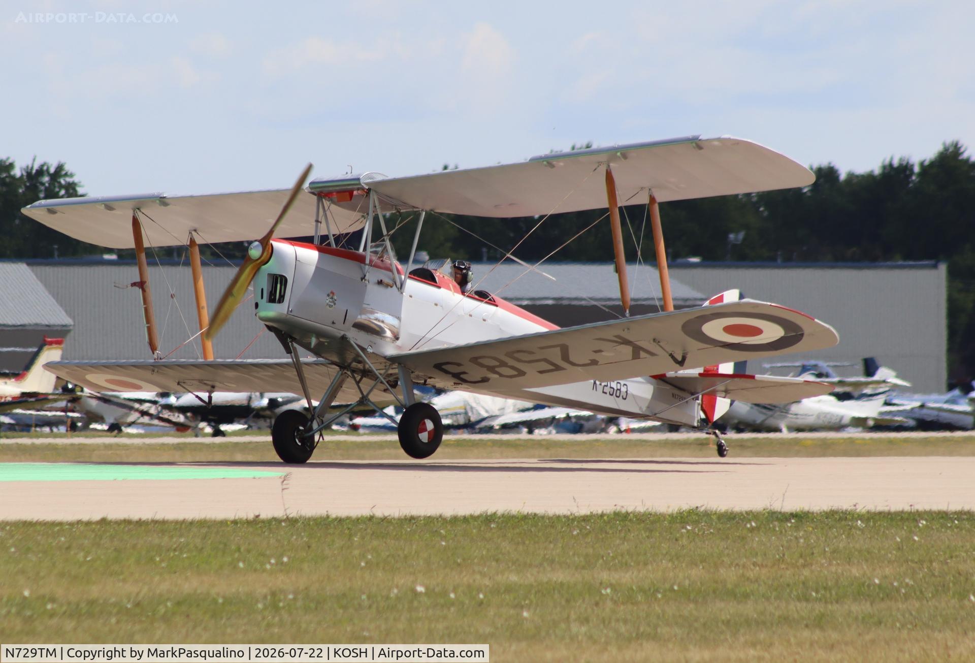 Aircraft N729TM, De Havilland DH-82A Tiger Moth II, c/n 83740, DH-82A, at KOSH, photo by MarkPasqualino