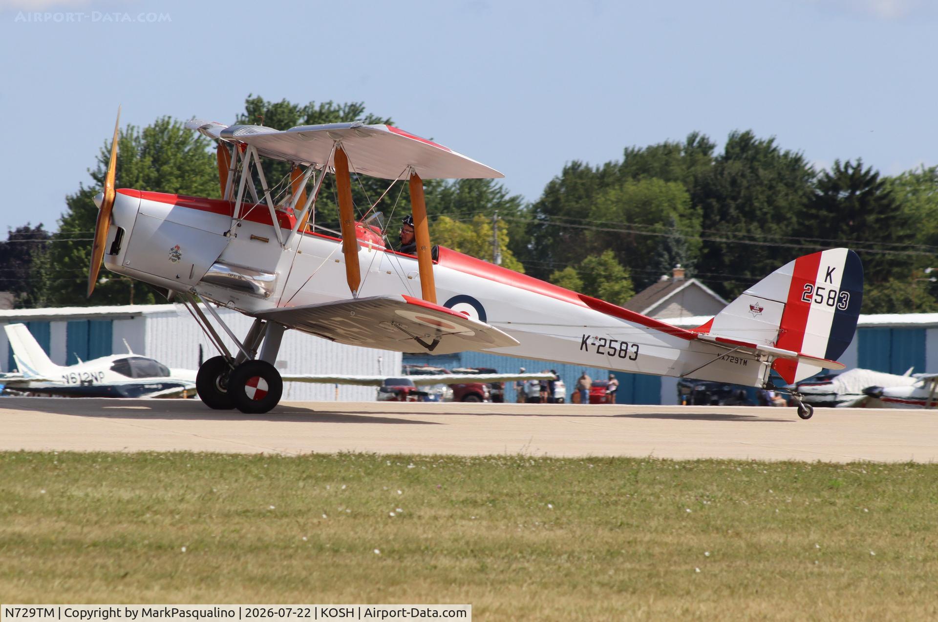 Aircraft N729TM, De Havilland DH-82A Tiger Moth II, c/n 83740, DH-82A, at KOSH, photo by MarkPasqualino